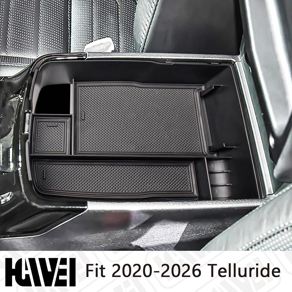 HGWEI Center Console Organizer Compatible with Kia Telluride 2020 2021 2022 2023 2024 2025 2026 Interior Accessories Insert Tray Coin Holder Armrest Secondary Storage Box, Black
