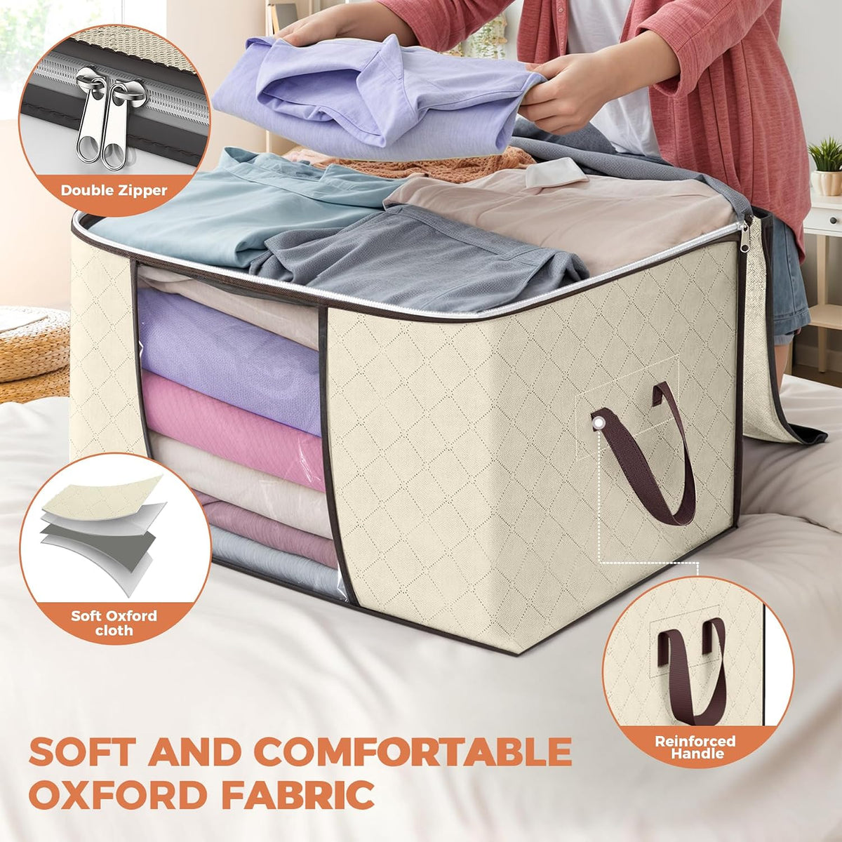 90L Large Storage Bags, 4 Pack Clothes Storage Bins Closet Organizers