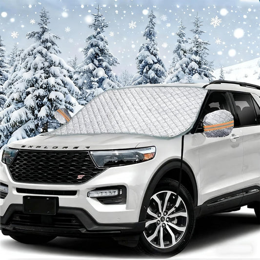 Big Ant Windshield Cover for Ice and Snow Sunshade- Universal Windshield Cover Fit for Car, SUV, Truck, Winter Frost Protector for Ice & Snow, Includes 2 Side Mirror Covers, XL White