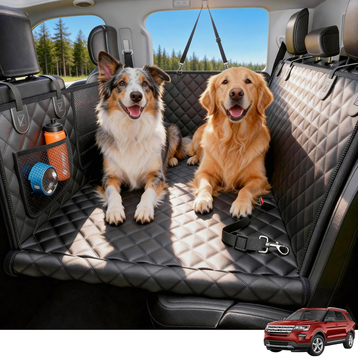 Wigoo Dog Car Seat Cover for Back Seat, Hard Bottom Support, Waterproof