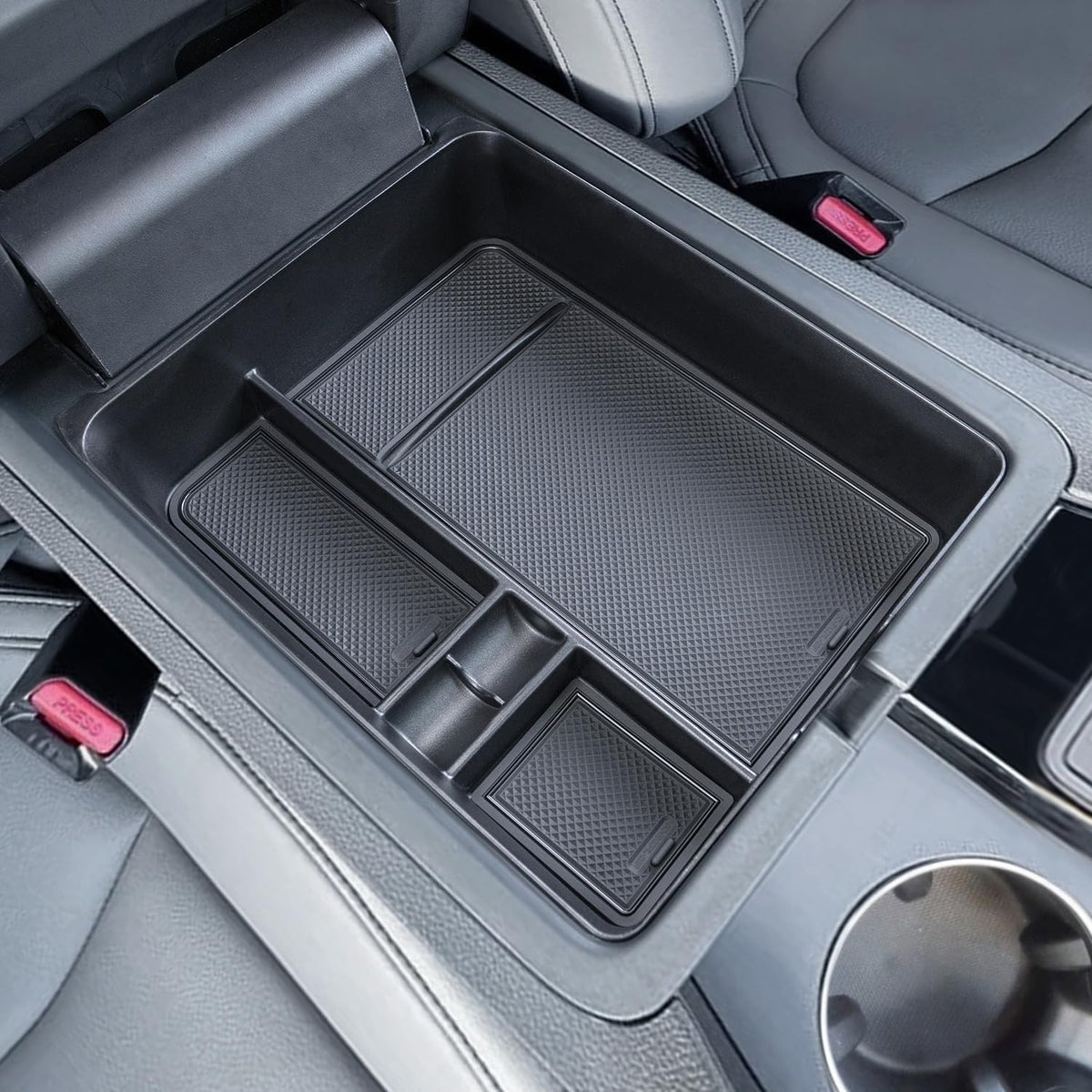 PIMCAR Center Console Organizer for 2023-2025 2026 Honda Pilot, 2024 2025 2026 Honda Passport/Ridgeline Upgrade Design Tray Accessories Interior Armrest Box Divider ABS Plastic Material-Black Trim