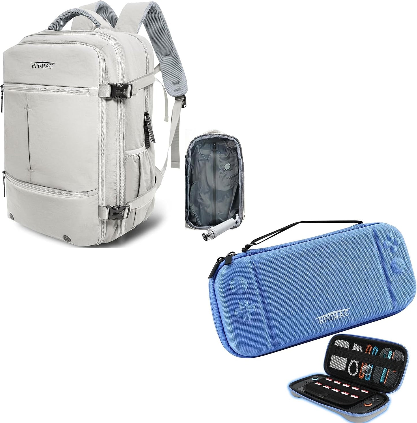 Vacuum Compression Backpack, Carry-On Size Travel Backpack with Vacuum System and Pump & Nintendo Switch 2 Carrying Case, Slim Hard Shell Travel Case