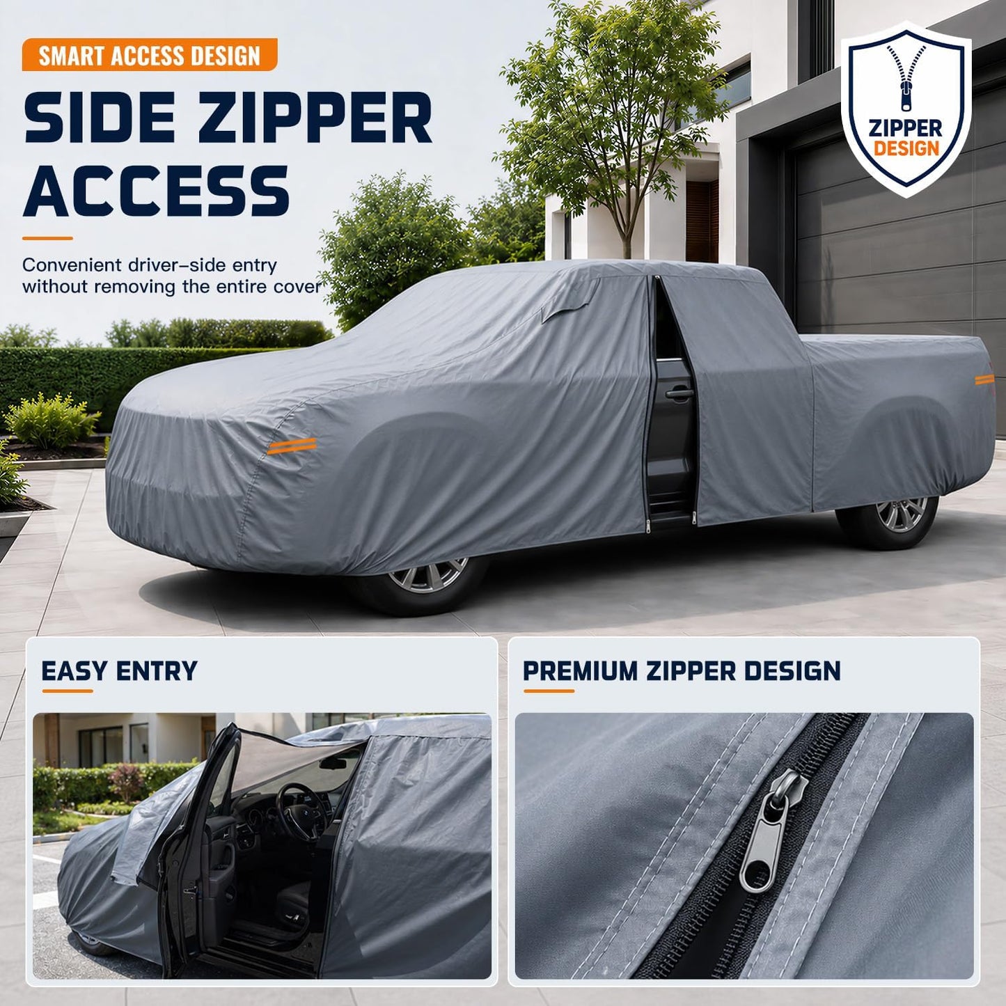 Truck Cover Waterproof All-Weather,Outdoor Full Exterior Pickup Covers Custom Fit for Nissan Frontier,Ford F150,Chevy C10,GMC Canyon Sierra 1500,Colorado,Ram 1500 etc Size T1(See SizeChart)