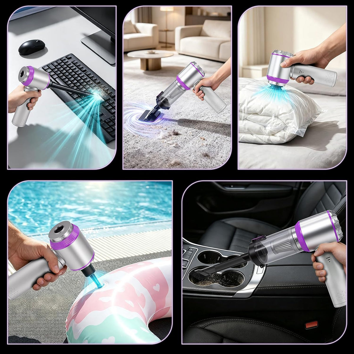 Eleanora Cordless Portable Handheld Car Vacuum Cleaner, 20000PA High Power Hand Vac with One-Button Empty Dustbin, Multiple Nozzles Included for Car, Home & Office