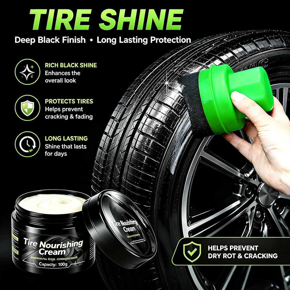 XINDELL Wheel & Tire Cleaning Kit, Deep-Reach Wheel Brush Set for Rims, Spokes, Lug Nuts and Tire Sidewalls, Scratch-Safe Car Detailing Tools with Covered Tire Shine Applicator