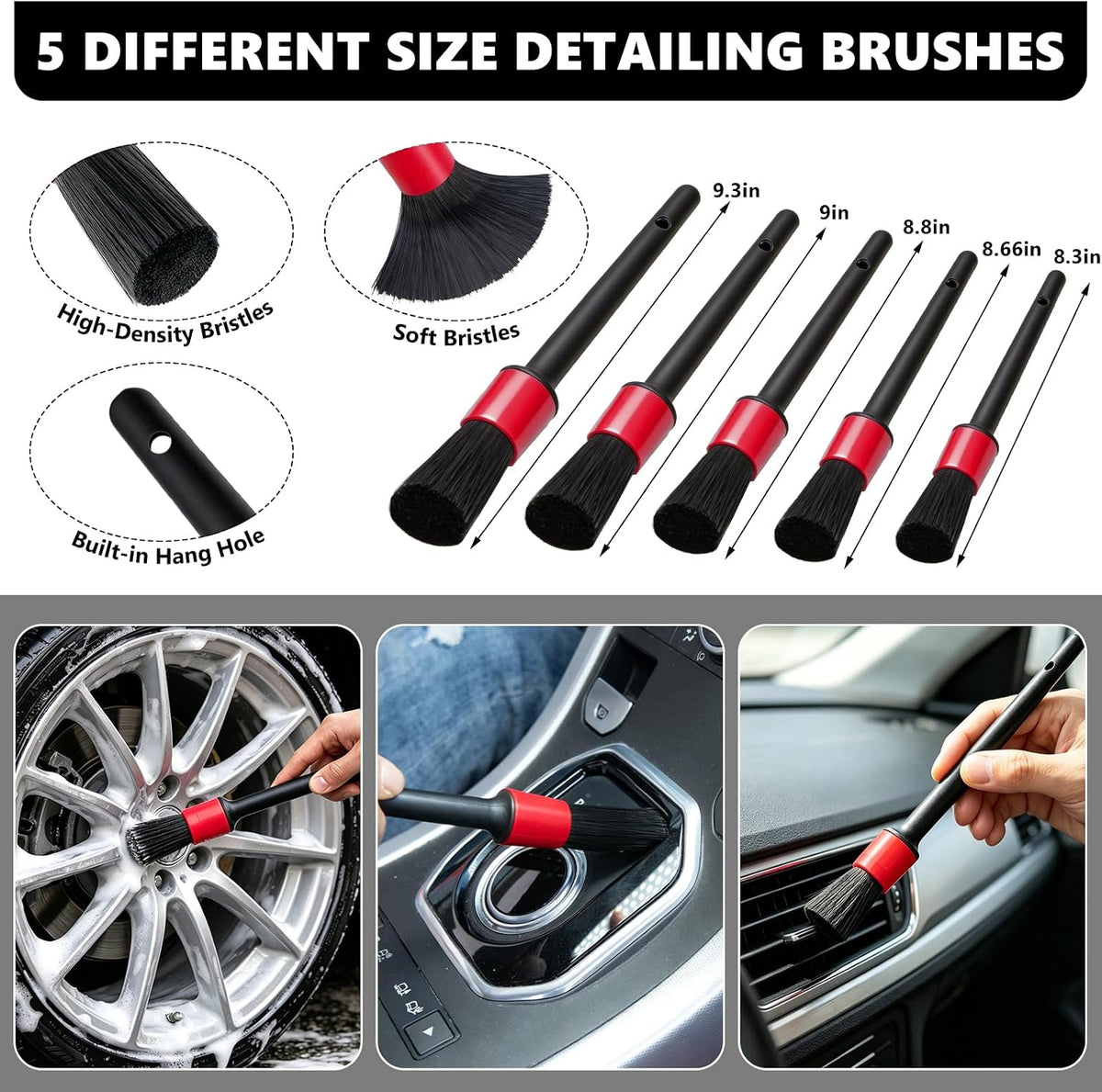 Car Detailing Kit Interior Cleaning - with 8500PA Car Vacuum Portable Cordless, Car Detailing Brush Set, Windshield Tool, Car Wash Kit for Women/Men, Gray