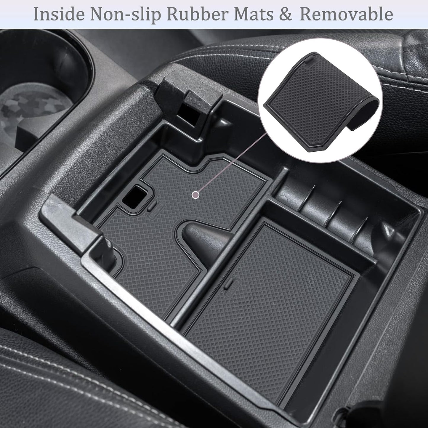 JDMCAR Center Console Organizer Compatible with 2023 2024 2025 2026 Chevy Colorado/GMC Canyon Accessories, Coin Container Armrest Secondary Storage Box with Non-Slip Silicone Mat (Black Trim)