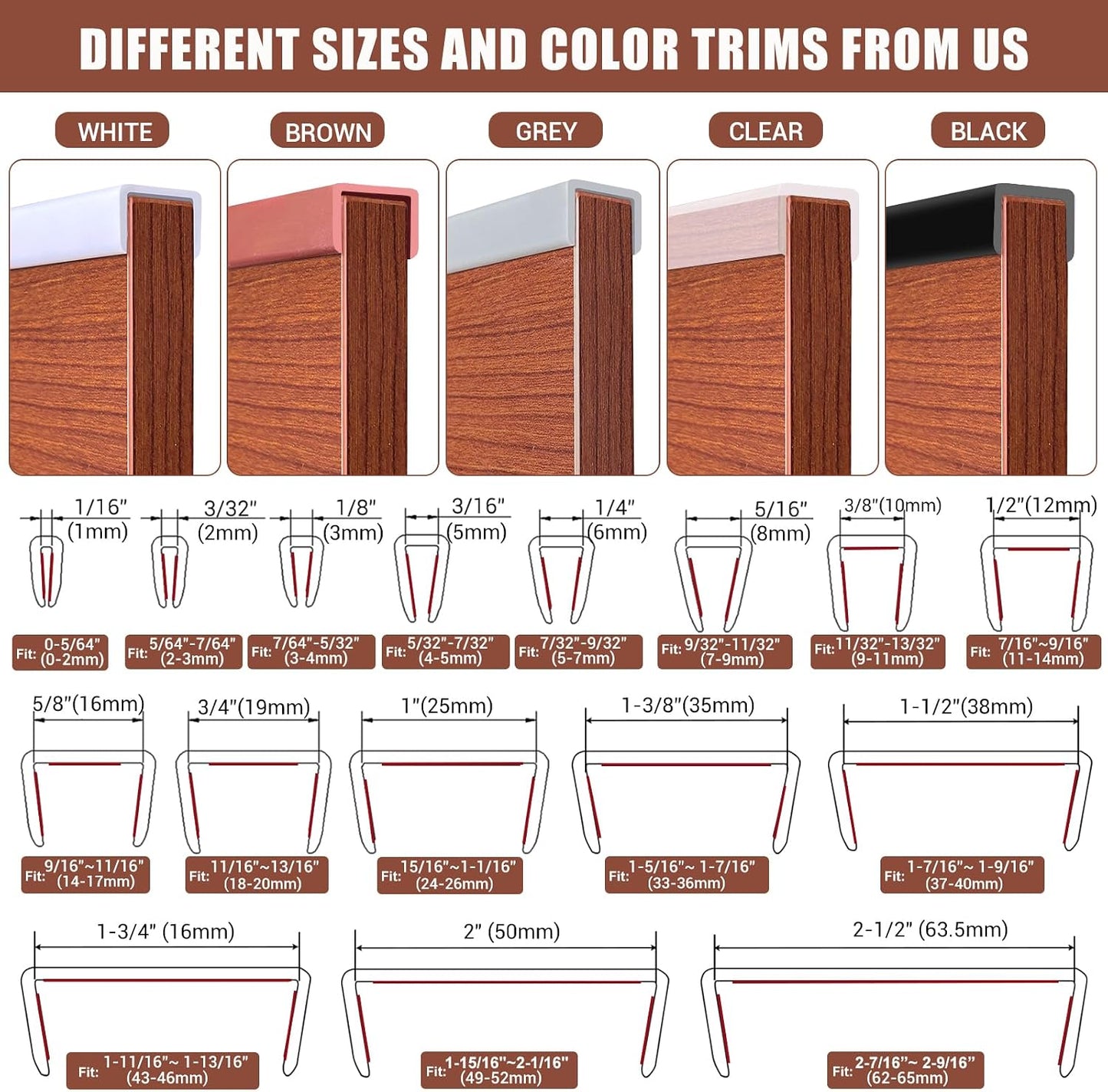 Rubber Edge Trim, Flexible Edge Banding, 3/4"(19mm) U Channel Furniture Edge Protector, Self Adhesive Edge Guards for Plywood, Wood, Glass Parts, 20Ft, Brown Color