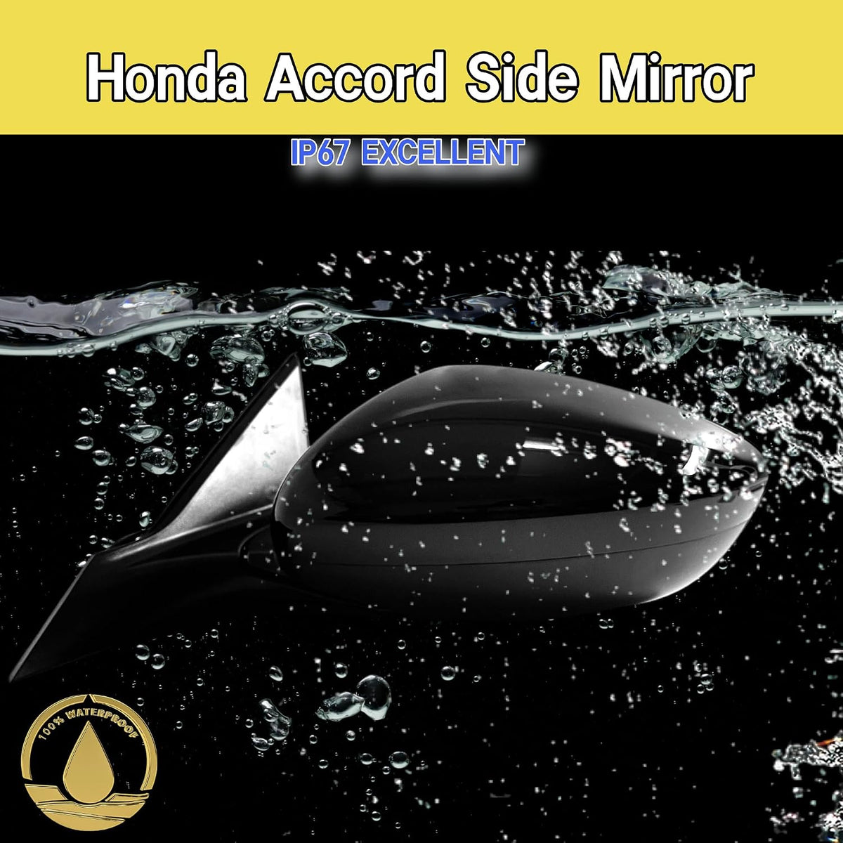 Passenger Side Mirror Compatible With 2018-2022 Honda Accord LX, Sport,With Power Glass,Non-Heated/No-Turn Signal/Manual Folding 3Pins,Black