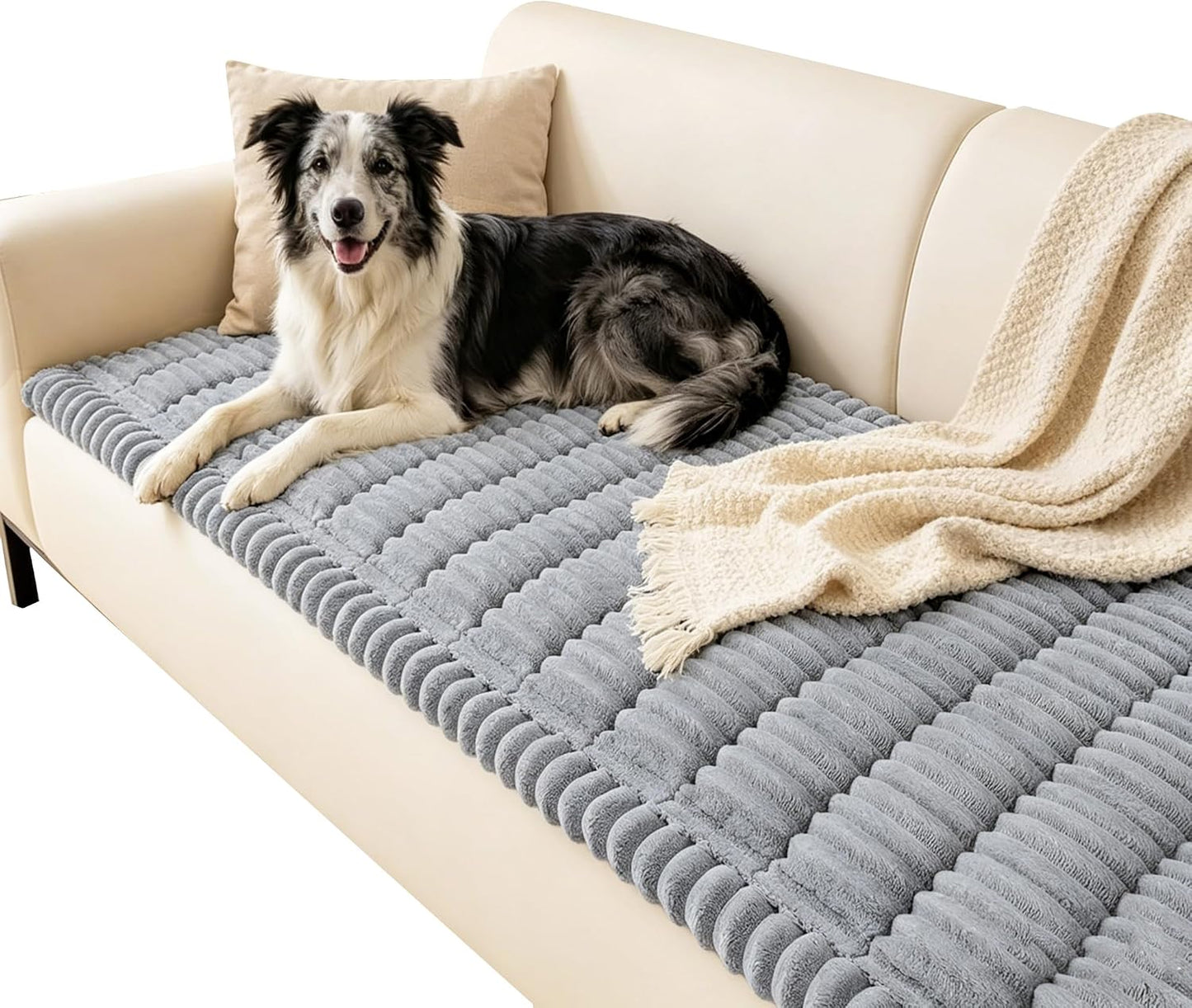 Capslpad Couch Covers for Dogs Washable Non Slip Pets Sofa Covers Fuzzy Sofa Slipcover Geometric Pet Friendly Mat Cushion Protector Travel Pet Mat for Living Room Car Back Seat, Brown 27.5"x59"