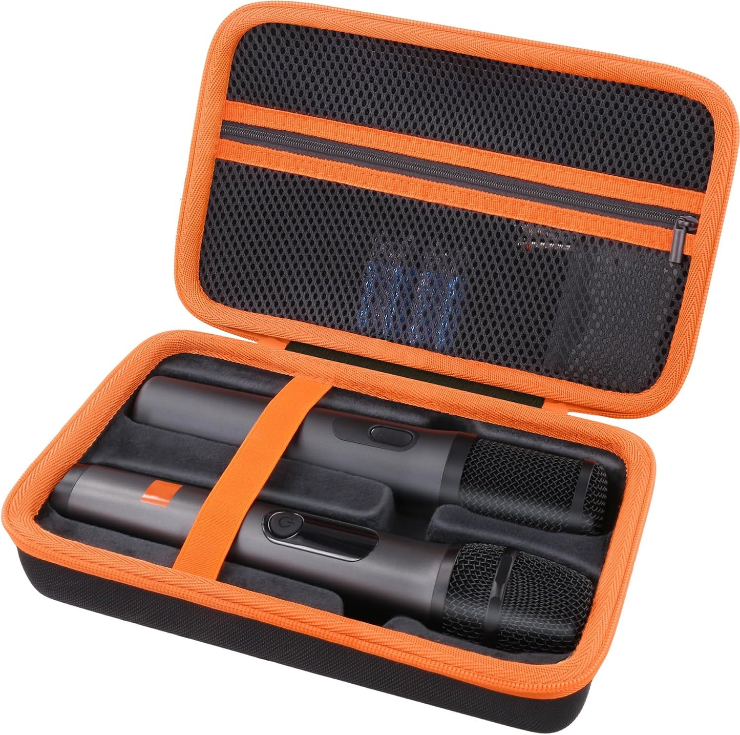 Wireless Microphone Case Compatible with JBL Wireless Two Microphone System, Dual Mic Storage Travel Bag for Handheld Microphones, Receiver, Adapter, AA Batteries, Shockproof EVA Carrying Case
