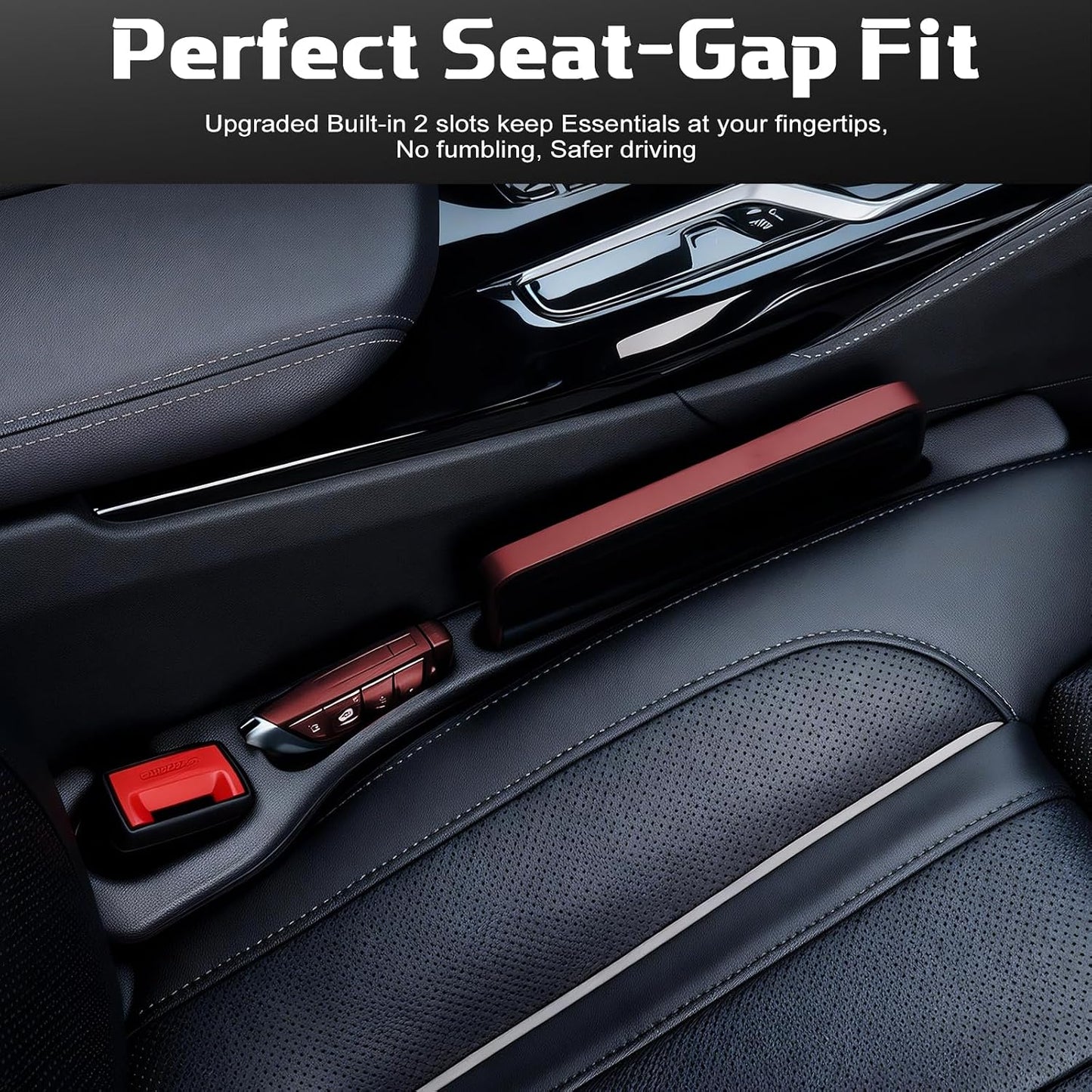 4PCS Car Seat Gap Filler Organizer & Leak-Proof Blocker, Black | Universal Fit, Storage Slot, Leak-Proof Seat Gap Plug, For Car SUV Truck