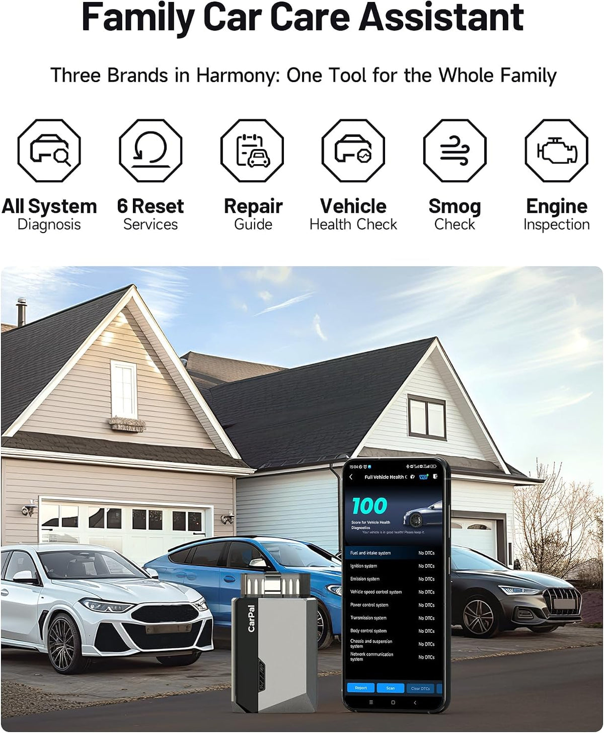 TOPDON Carpal Bluetooth Car Code Reader, All System Scanner, iOS & Android