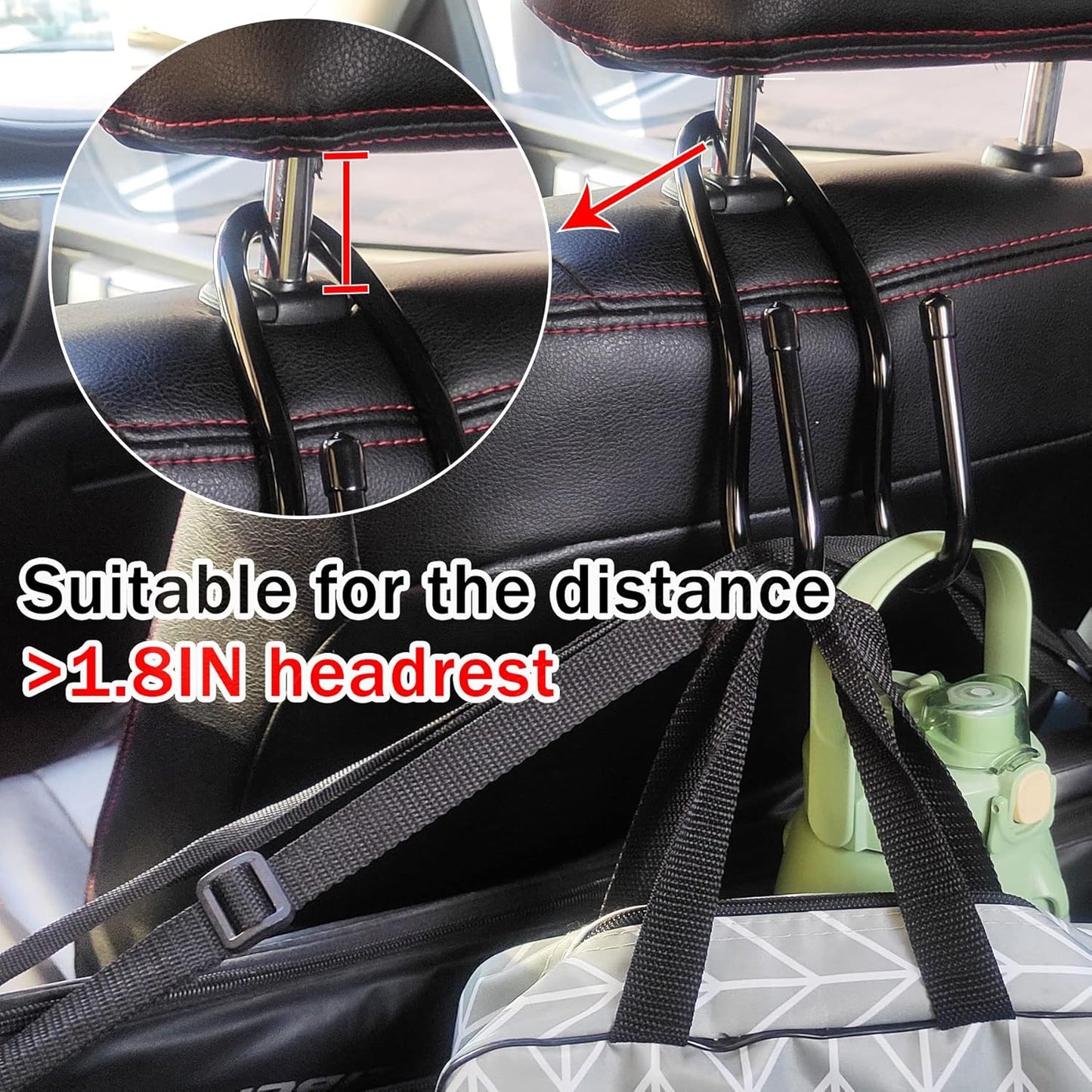Adjustable Car Seat Headrest Hook 4 Pack Car Storage Organizer Headrest Hanger Holder Hooks for Bags Purses Jackets Sweaters Hats Umbrella, Seat Hooks for Vehicle