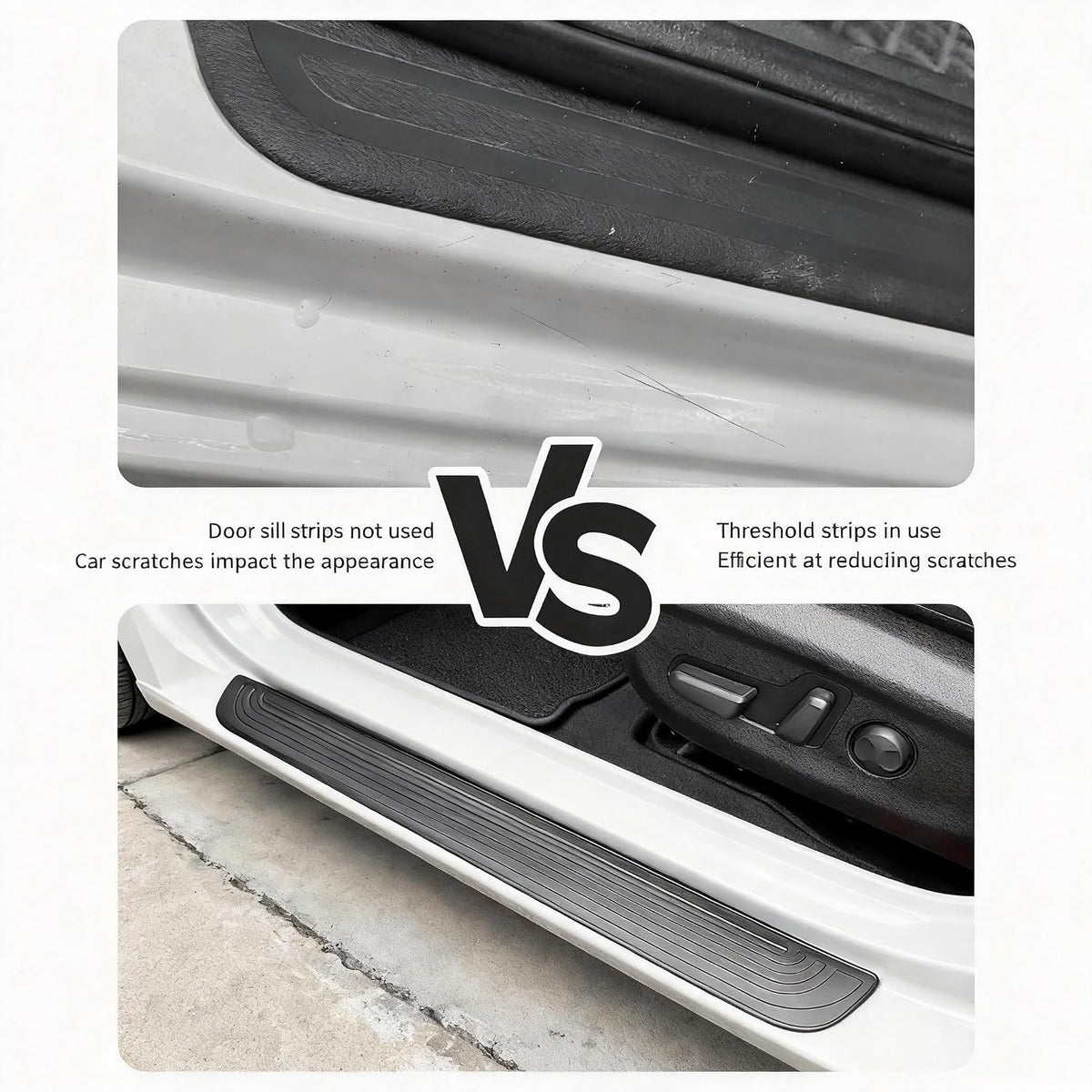 Car Door Sill Protector, 4PCS Anti-Scratch PVC Rubber Door Threshold Strip, Universal Waterproof Edge Guard for Car Truck SUV Exterior Paint Protection (Black, 2.36IN)