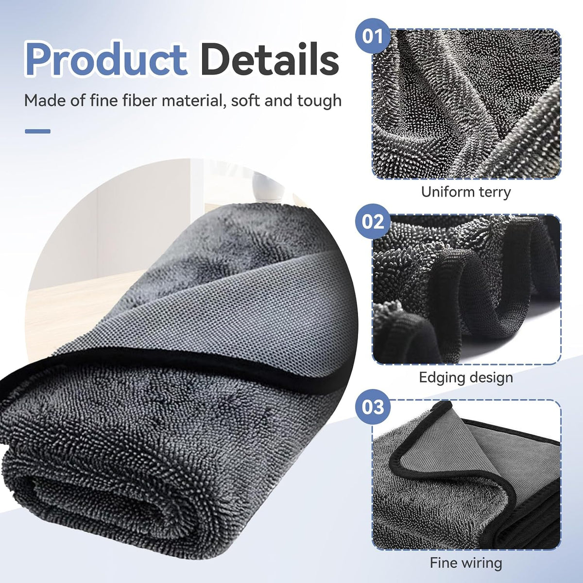 Shiny Cleaning Wipes Shower Cleaning Cloths- 3pcs Super Absorbent Microfiber Bath Towels for Effortless Cleaning of Windows, Bathroom, Car & Home Toilet - Shiny Cleaning Wipes（15.7x23.6in