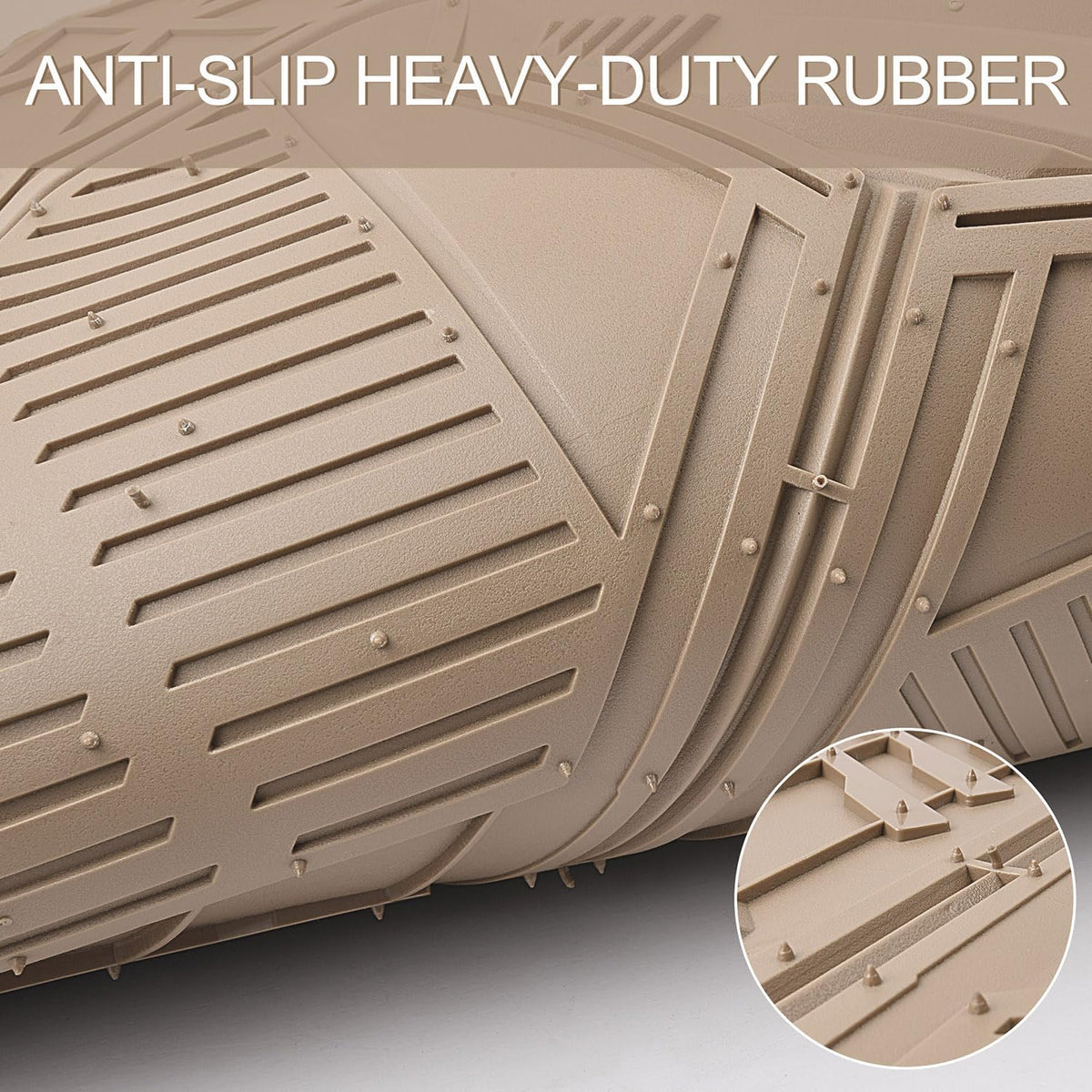 CAR PASS Heavy Duty Rubber Car Mats with Cargo Liner, Deep-Dish Car Floor Mats and Trunk Mat All Weather, Universal Trim-to-Fit for SUVs Trucks Sedans, Waterproof Anti-Slip, Trimmable V12 Beige