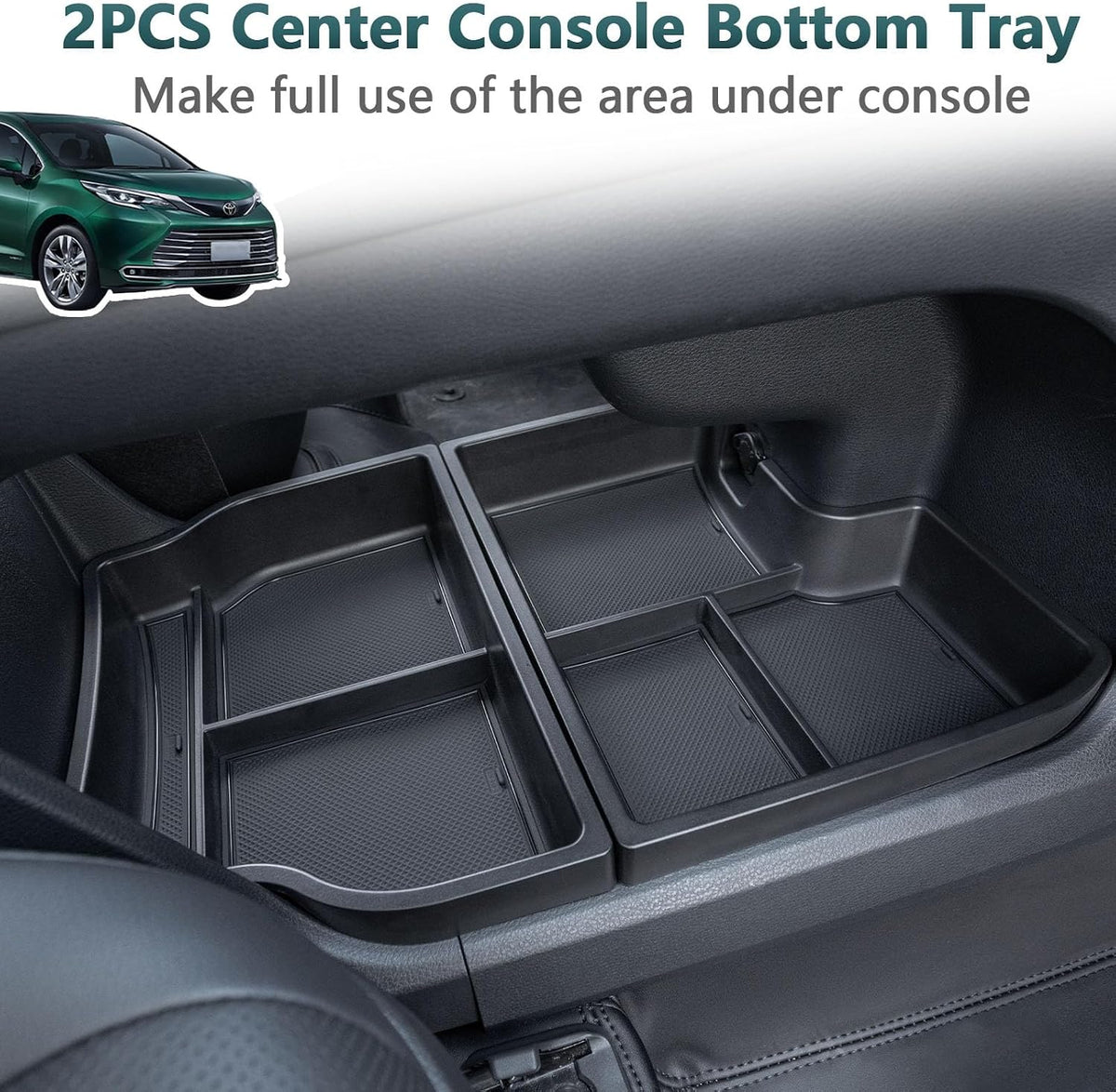 TOPINSTALL 2PCS Bottom Console Trays for 2021-2026 Toyota Sienna