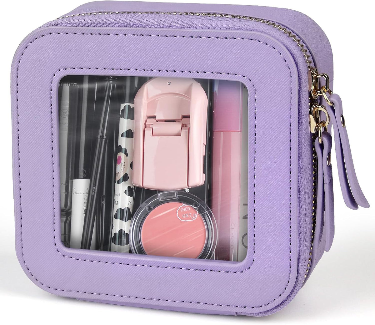 Small Clear Makeup Bag Travel Cosmetic Case, Portable Make Up Organizer Traveling Compact Car Bag for Essentials Transparent Toiletry Bag with Zipper