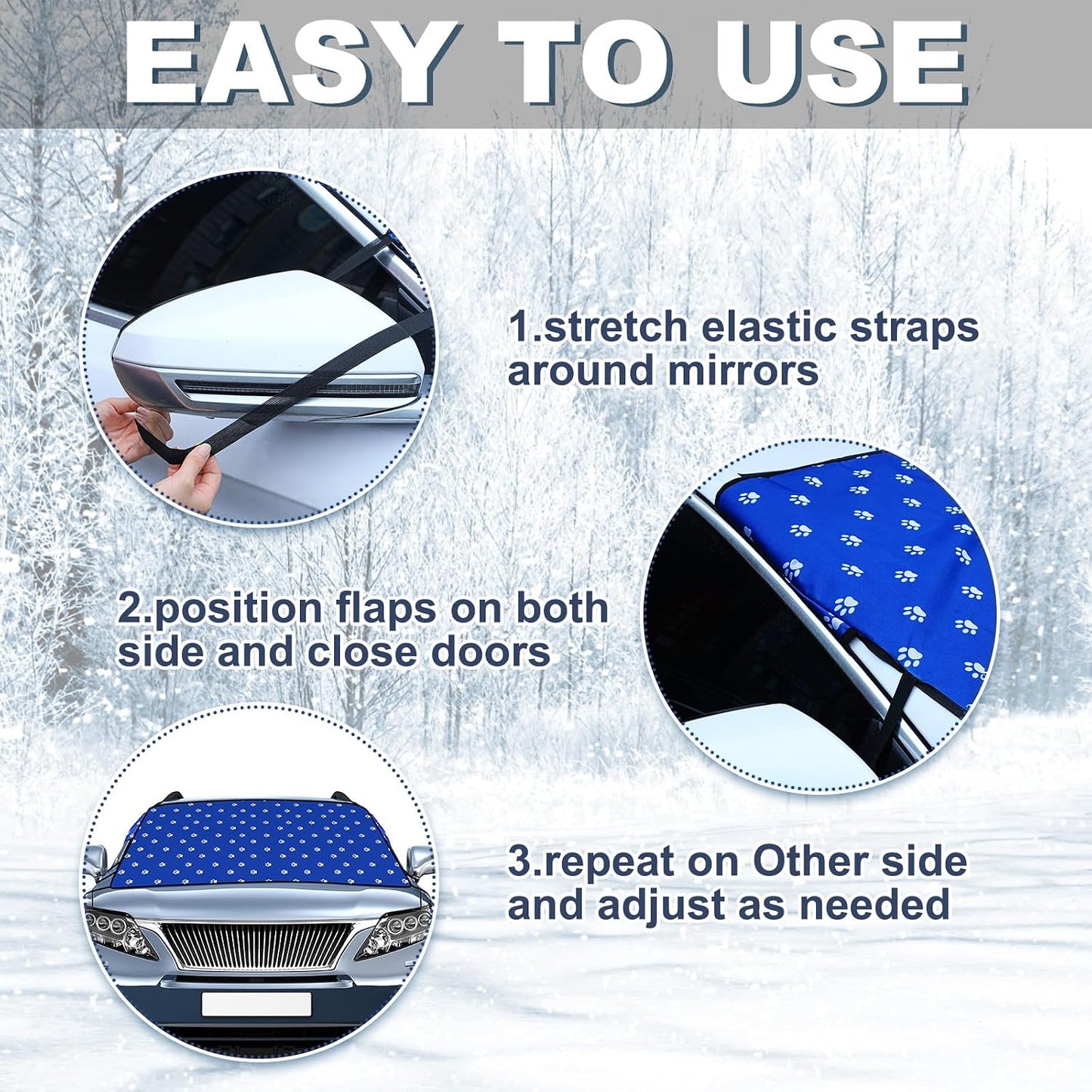 Tallew 5 Pcs Windshield Cover for Ice Kit Winter Windshield Snow with Side Mirror Cover Ice Snow Scraper, Brush and Glove Waterproof Frost Removal Guard Wiper Protector