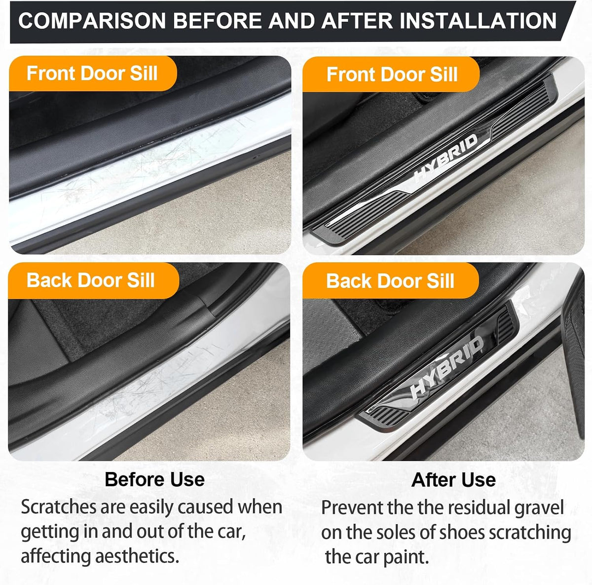 Door Sill Protector for Car Hybrid Trim