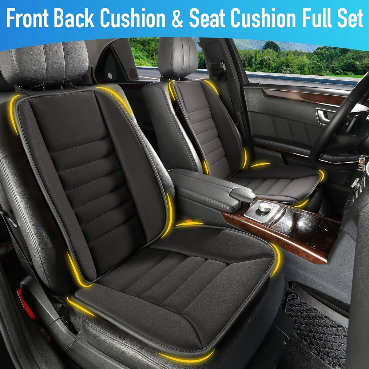 Lofty Aim Car Seat Cushion with Back Support Pillow, Driver Seat Cushion