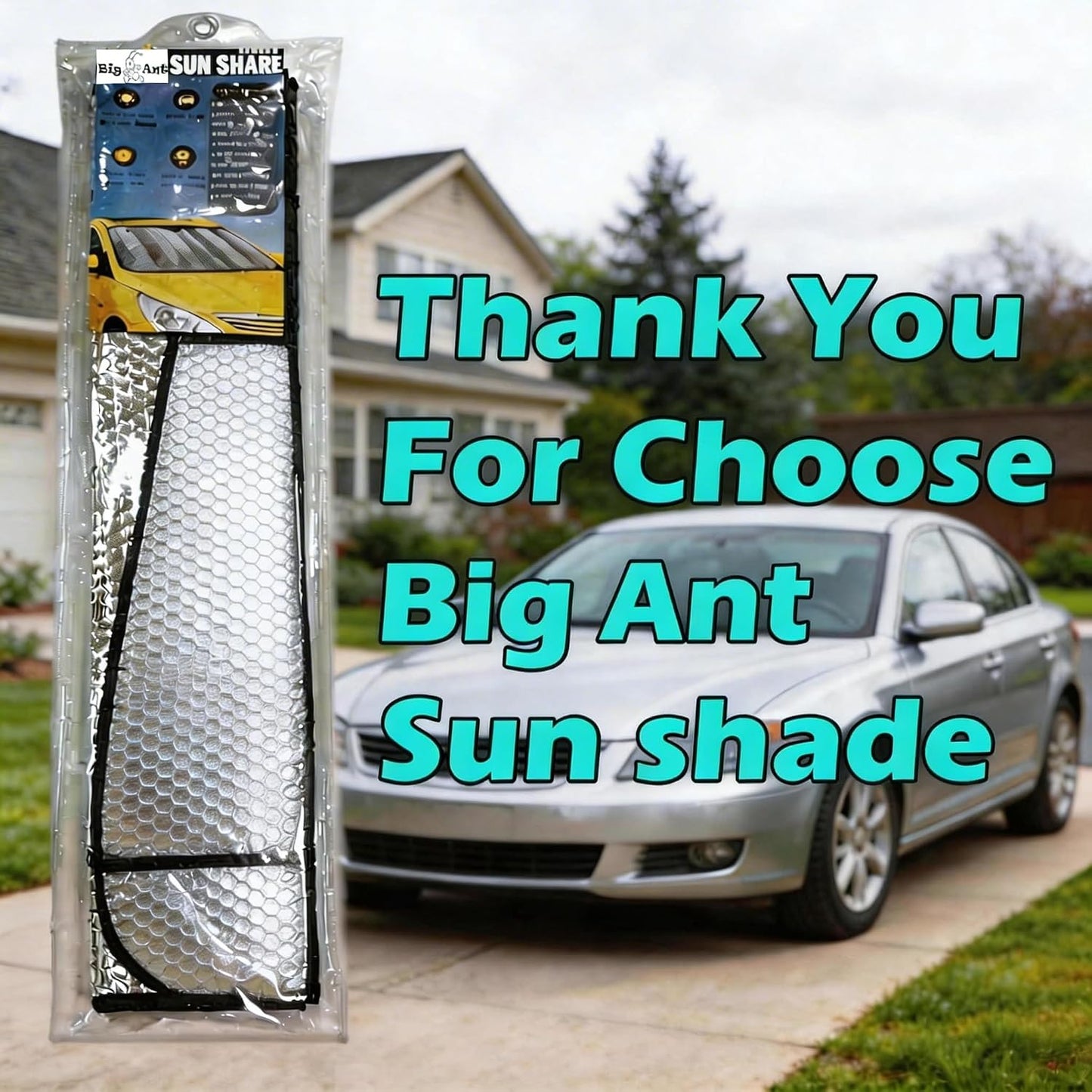 Windshield Sunshade Car Foldable UV Ray Reflector Auto Front Window Sun Shade Visor Shield Shade,Keeps Vehicle Cool - Blue (55" x 27.5")