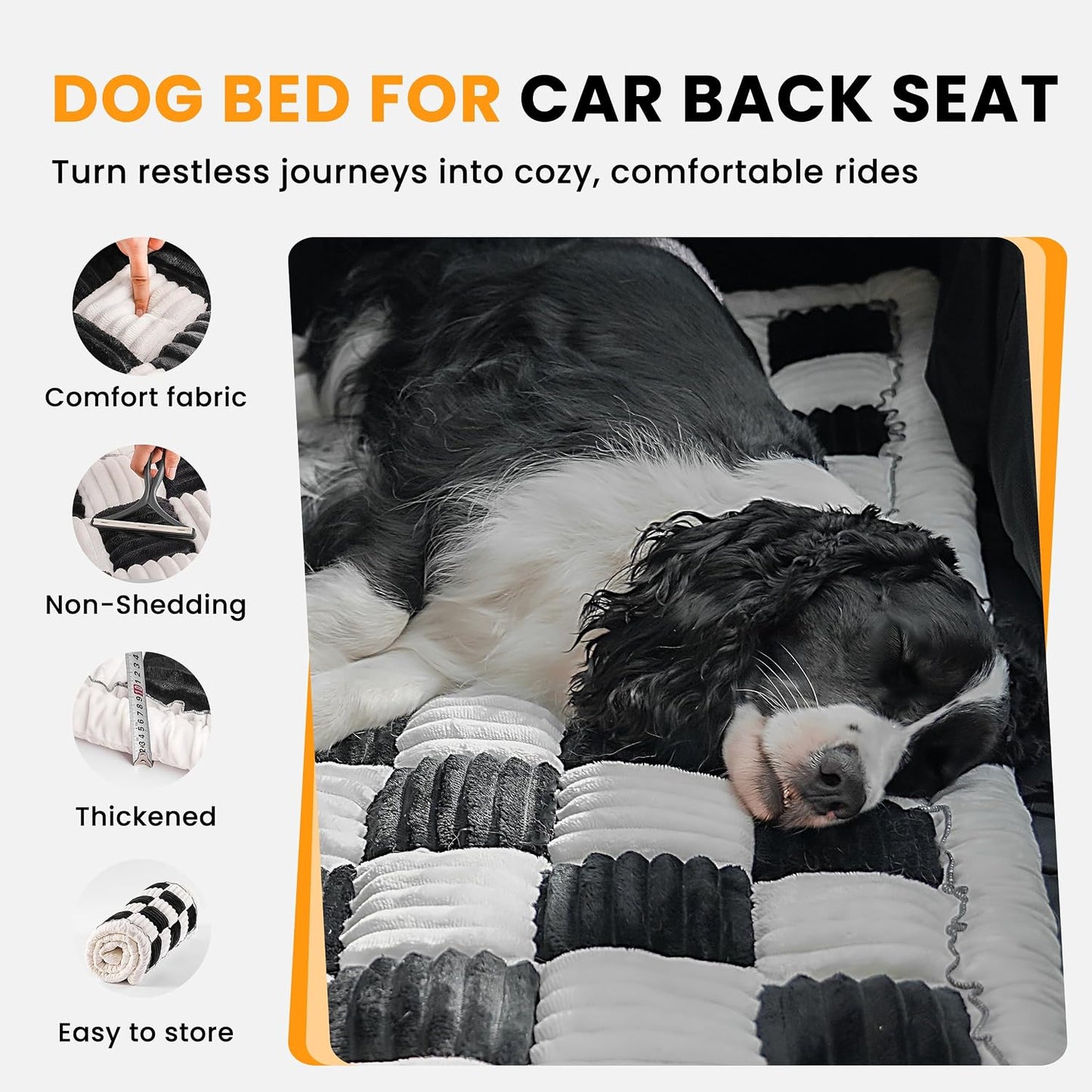 HiPetpy Backseat Dog Bed Mat for Car, Non-Slip Dog Bed for Car Back Seat, Soft & Cozy Dogs Blanket, Washable Travel Pet Mat Seat Protector for Cars, SUVs, Trucks