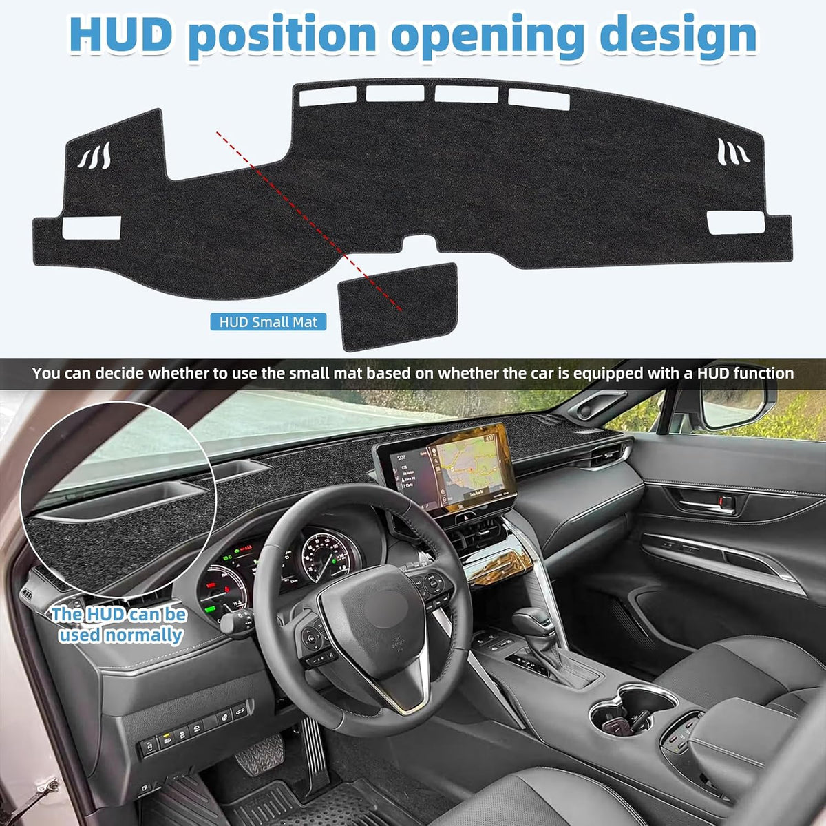 Dash Cover Mat Compatible with Toyota Venza 2021-2024 Non-Slip Dashboard Cover Mat Sunshade UV Rays Protector Interior Accessories