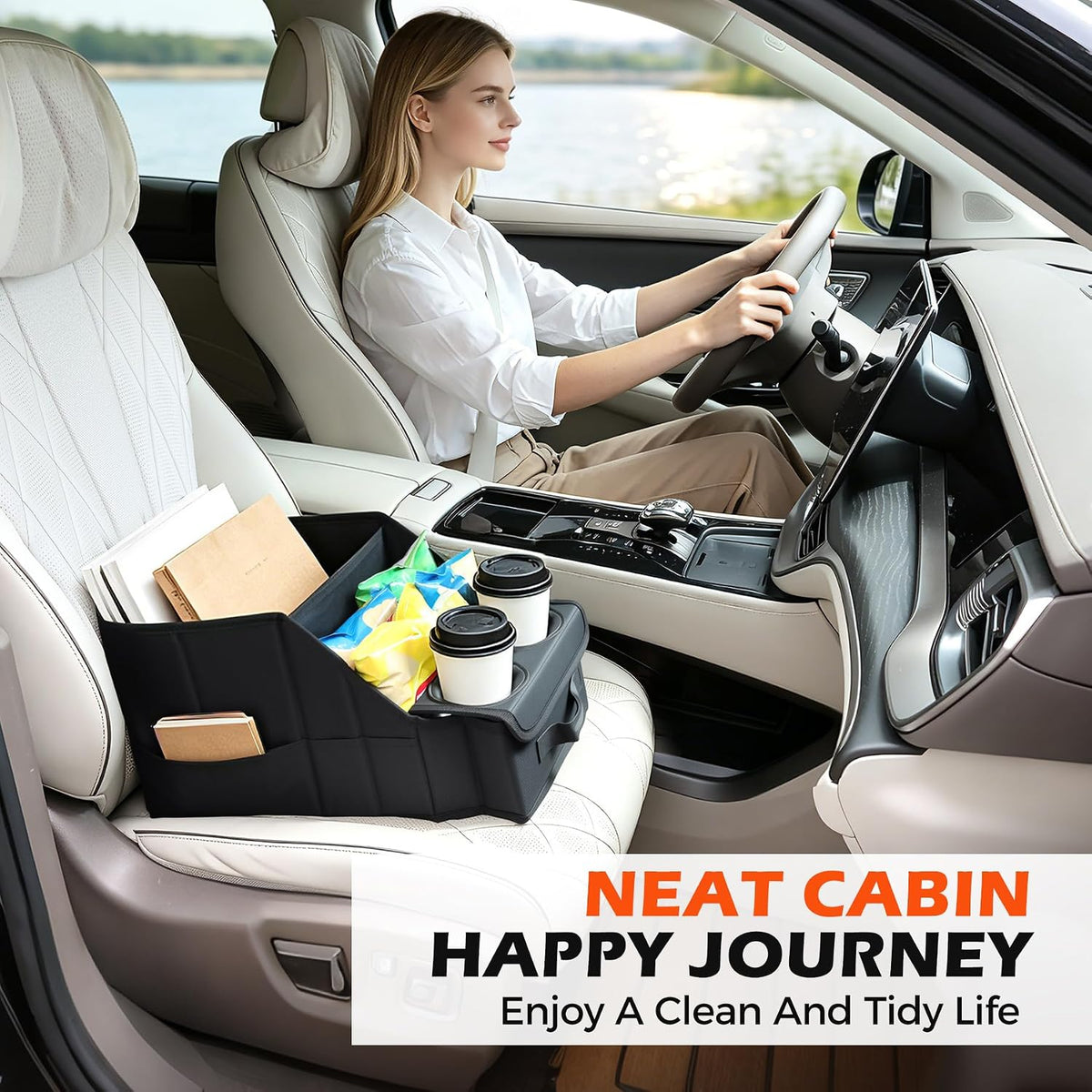 Car Seat Organizer with Cooler Compartment for Front & Rear Seats | 11 Storage Pockets, 2 Cup Holders, Durable Oxford Fabric, SUV & Truck Compatible, Ideal for Kids Family Road Trips