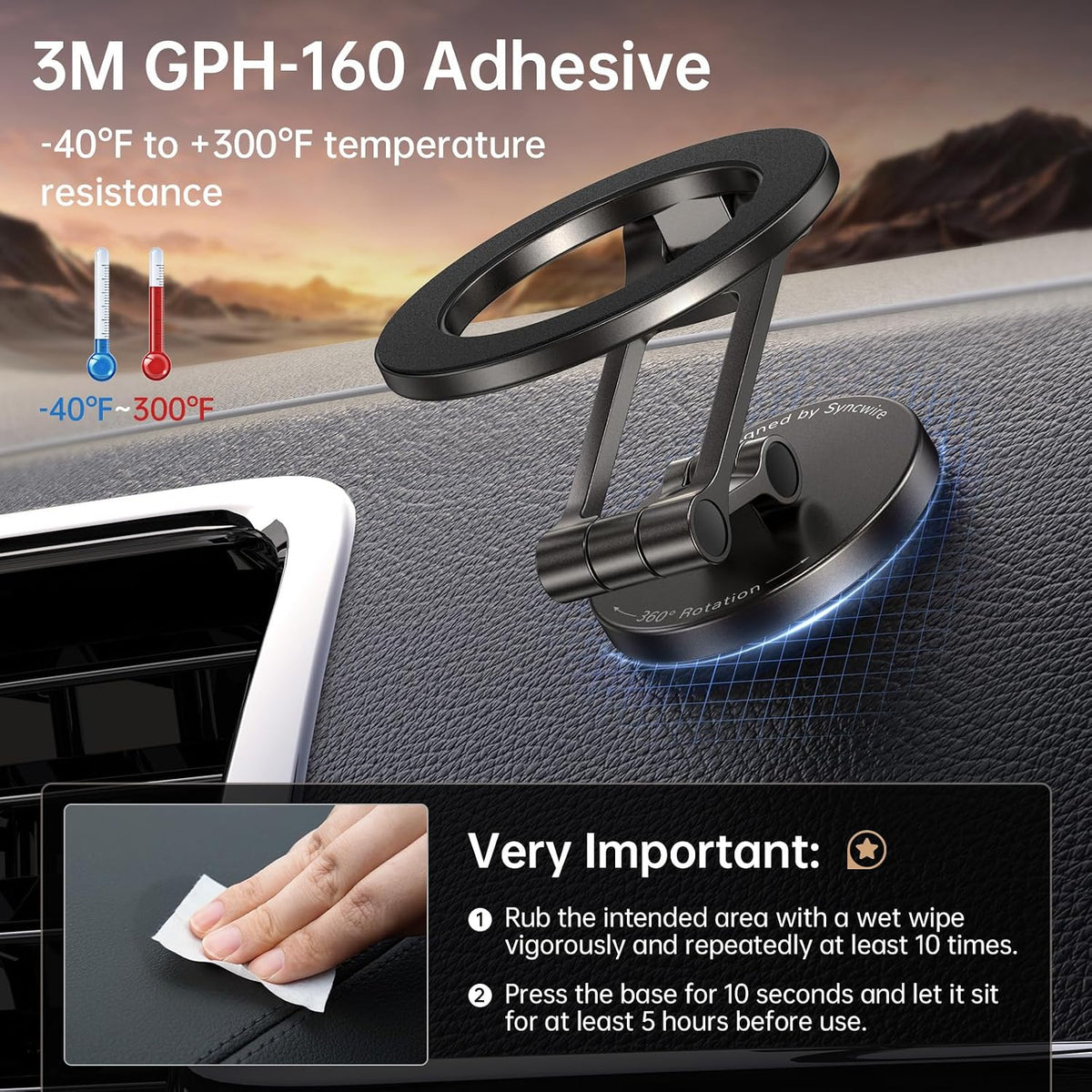 Syncwire Fits MagSafe Car Mount Magnetic Phone Holder for Dash and Tesla