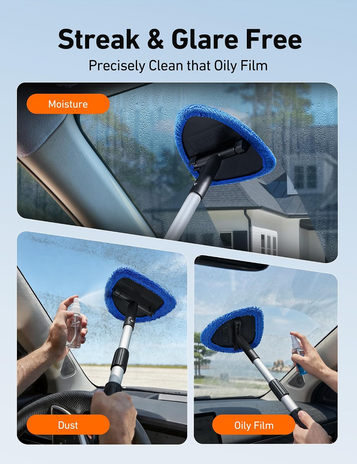 AstroAI 32" Ultra-Long Windshield Cleaner Tool & Car Interior Detailing Kit