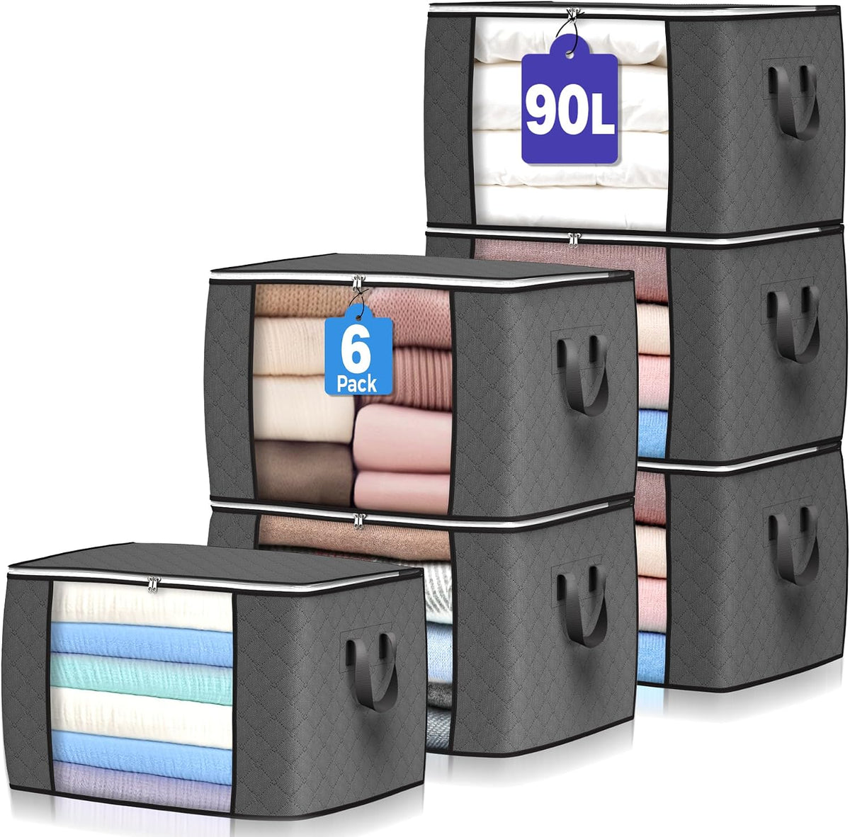 90L Large Storage Bags, 4 Pack Clothes Storage Bins Closet Organizers