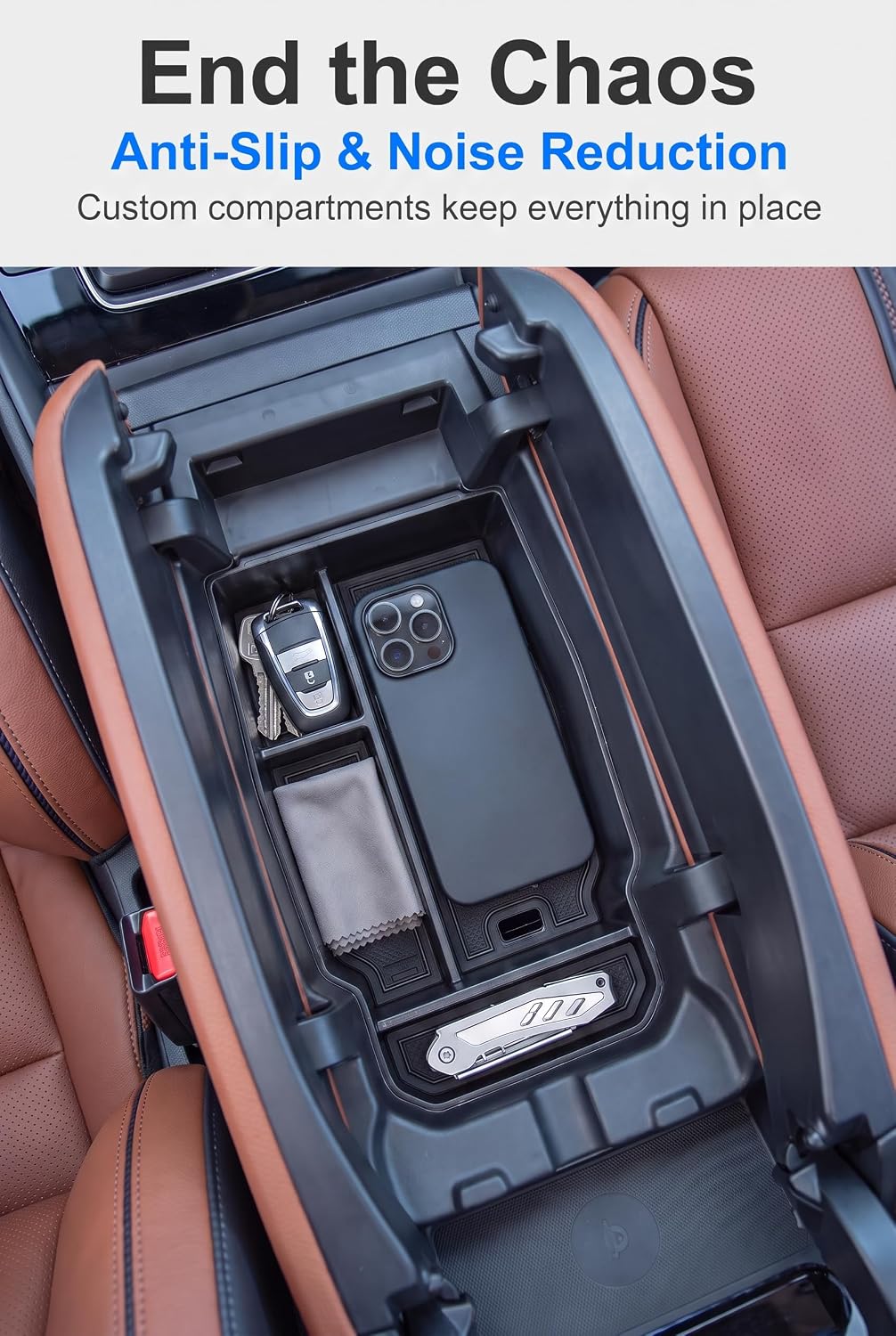 Center Console Organizer, Car Armrest Storage Tray for Daily Items