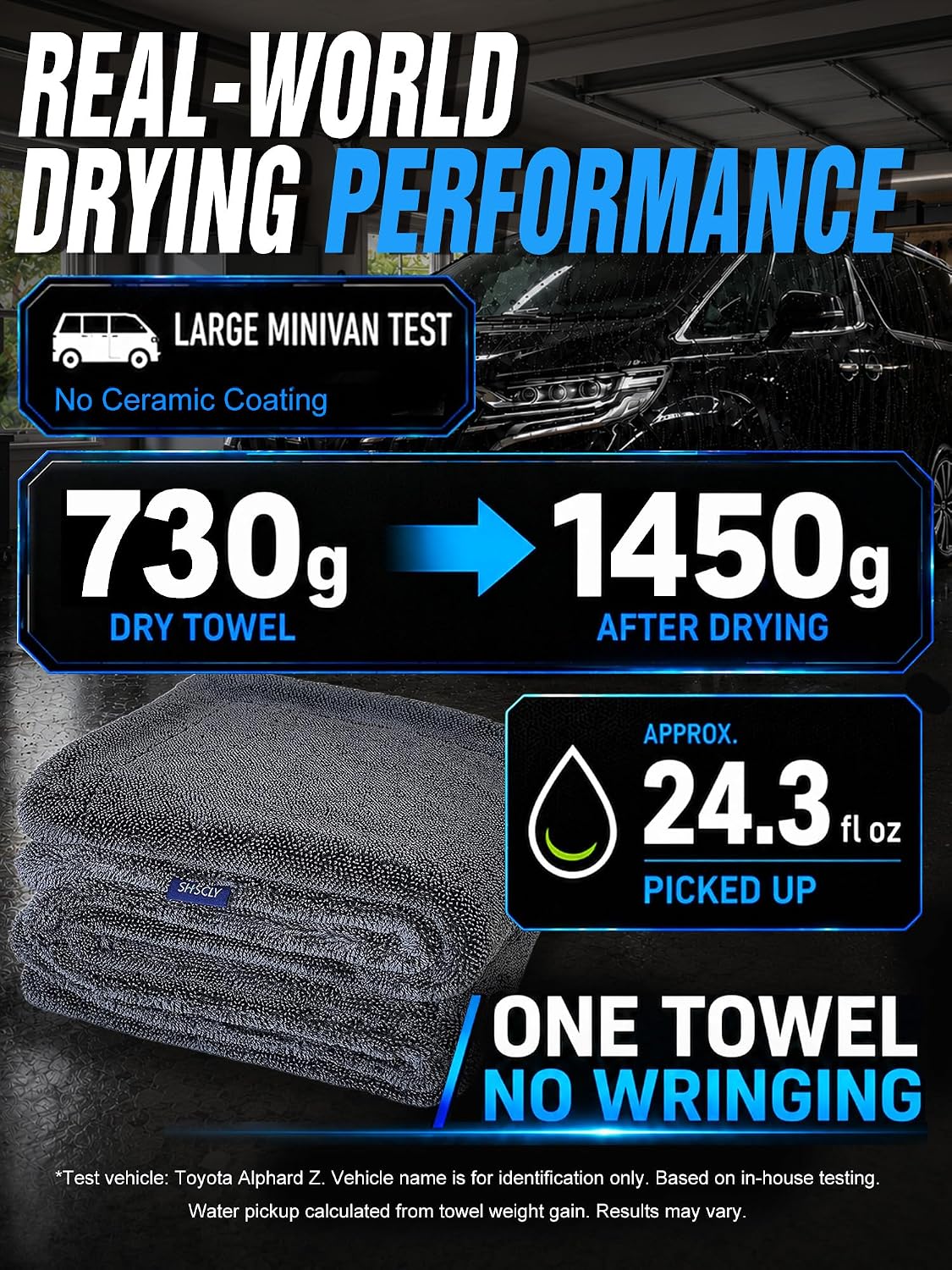 SHSCLY 1-Pack Double-Sided Microfiber Towels for Cars Gray 32.3"L x 26.8"W