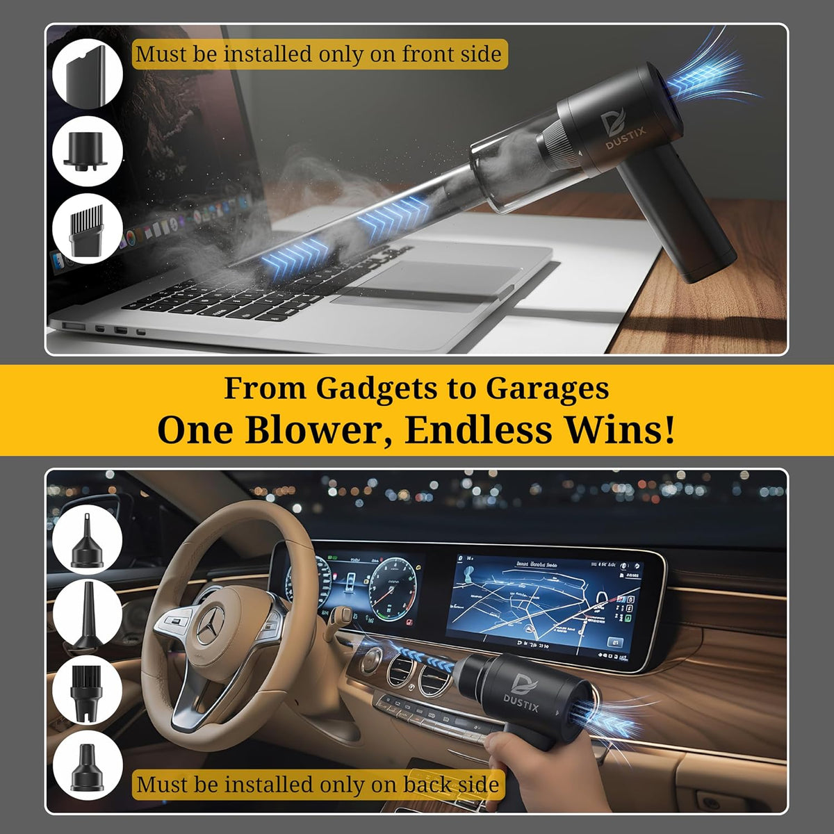 Car Vacuum Portable Cordless 12000Pa Powerful Suction Handheld Mini Rechargable Small Vacuum Cleaner Brushless Motor 4000mAh Rechargeable Type C Blower Inflator Deflator Car Cleaning