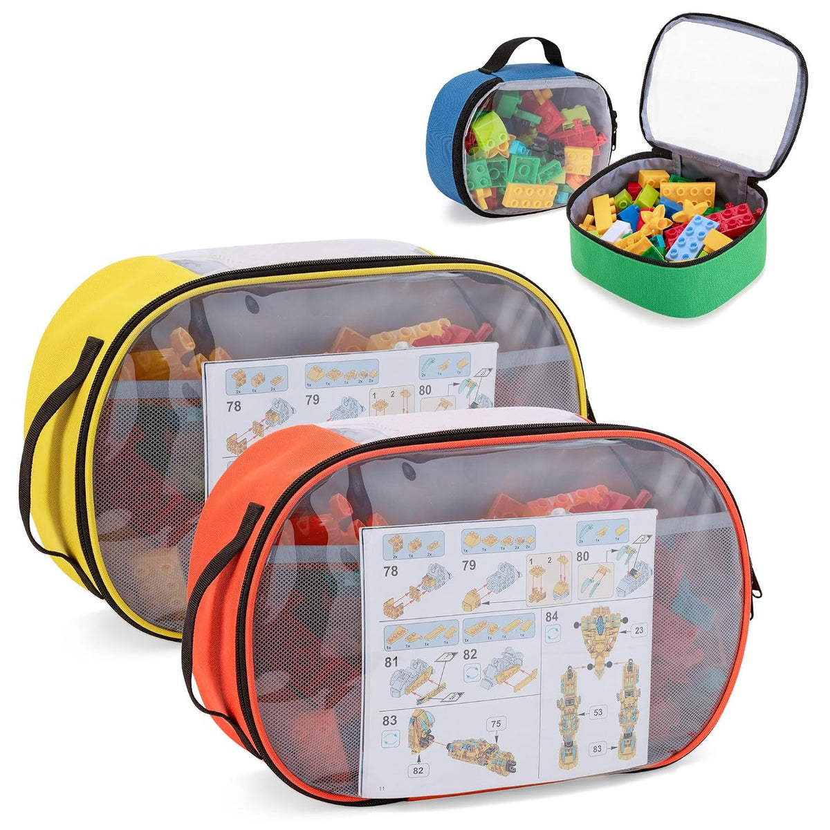 Rexmica 4 pcs Toy Storage Organizer Travel Bag for Building Bricks