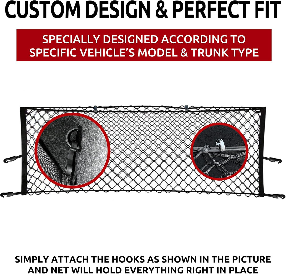 Envelope Style Trunk Mesh Cargo Net for Dodge Charger 2011-2024 - Car Accessories - Premium Trunk Organizers and Storage - Cargo Net for Sedan - Vehicle Carrier Organizer for Dodge Charger