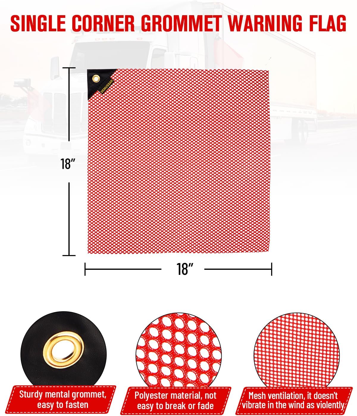 Safety Flags 18 x 18 Inch, 12 Pack Red Single Corner Grommet Warning Flag