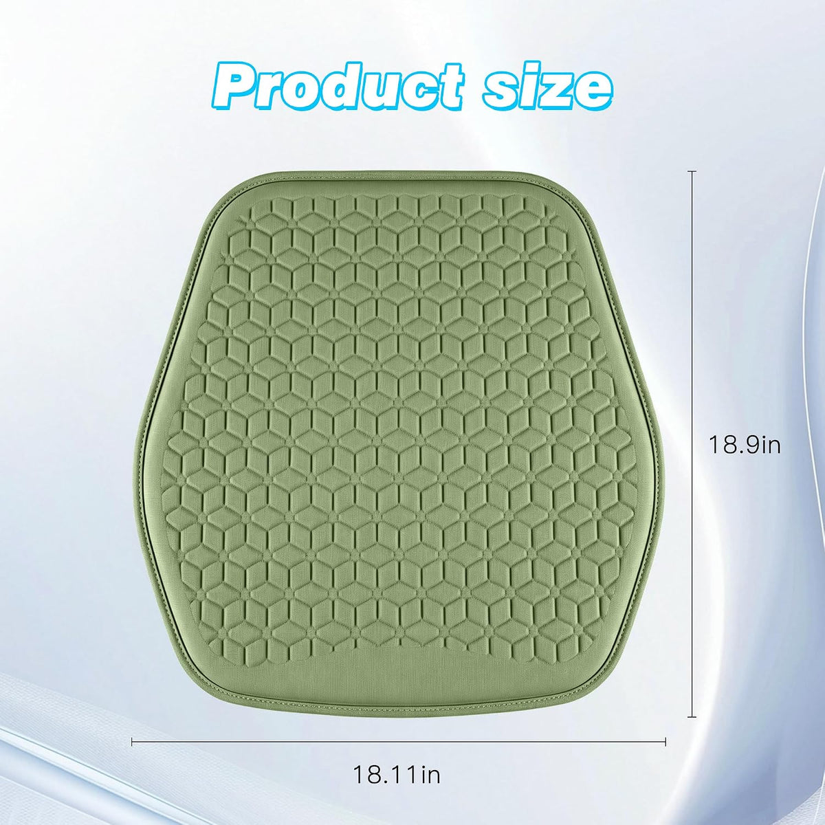 Thin Gel Car Seat Cushion, Non-Slip & Comfortable Automotive Front Seats Cushion Pad for Driver, Breathable Vehicle Interior Mat Cover Accessories (Green)