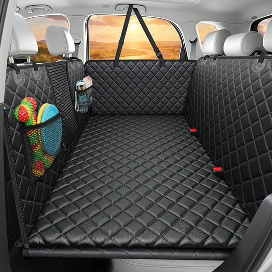 URPOWER 2026 Upgraded Back Seat Extender for Dogs - Large Hard Bottom Dog Car Seat Cover Holds 550lbs, Waterproof Dog Hammock Pet Bed with High-Density Foam Non-Slip Backseat Protector