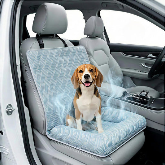 Premium Cooling Dog Car Seat Mat for Small Dogs & Puppies, Breathable Puppy Car Seat for Front & Back Seat Travel, Cool-to-Touch Washable Pet Travel Lounge with Supportive Bolster