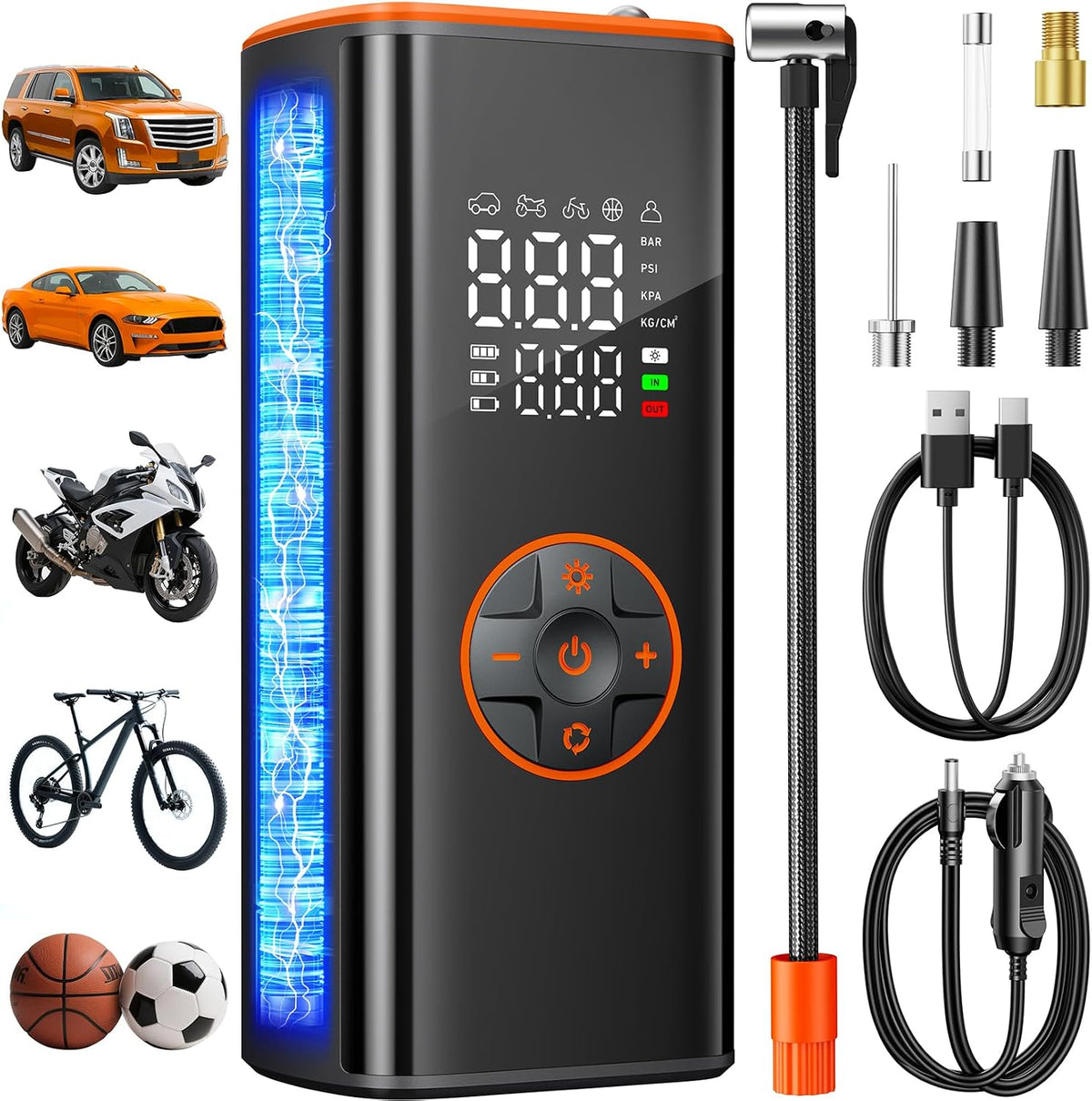 Tire Inflator Portable Air Compressor, 180 PSI Cordless Tire Pump