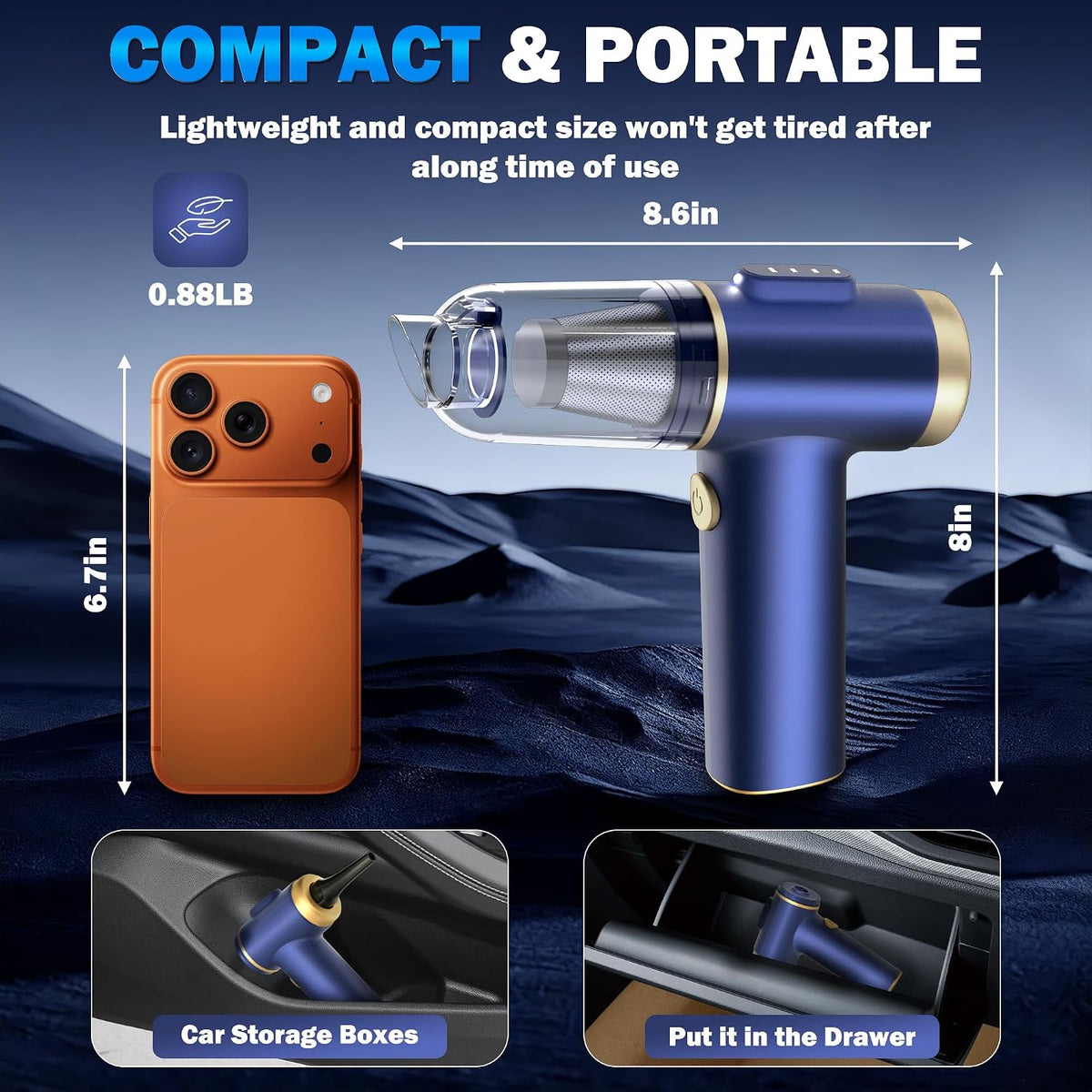 Handheld Car Vacuum Cleaner,4-in-1 Portable Mini Car Vacuum Cleaner