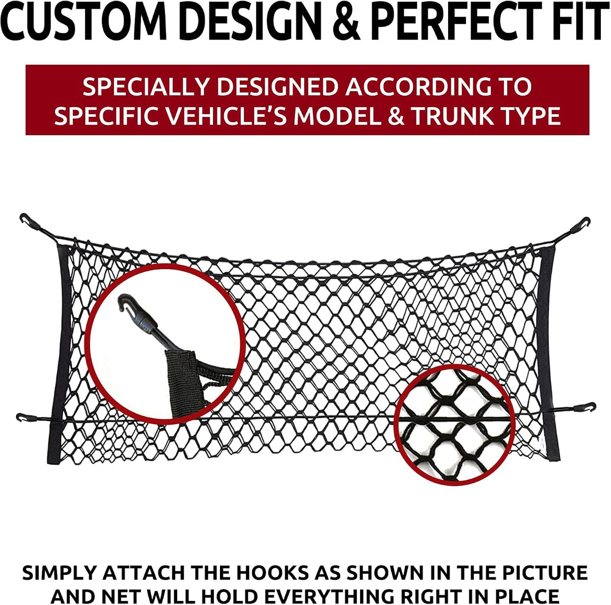 Envelope Style Automotive Elastic Trunk Mesh Cargo Net for Nissan Murano 2015-2025 - Premium Trunk Organizer and Storage - Luggage Net for SUV - Best Car Organizer for Nissan Murano
