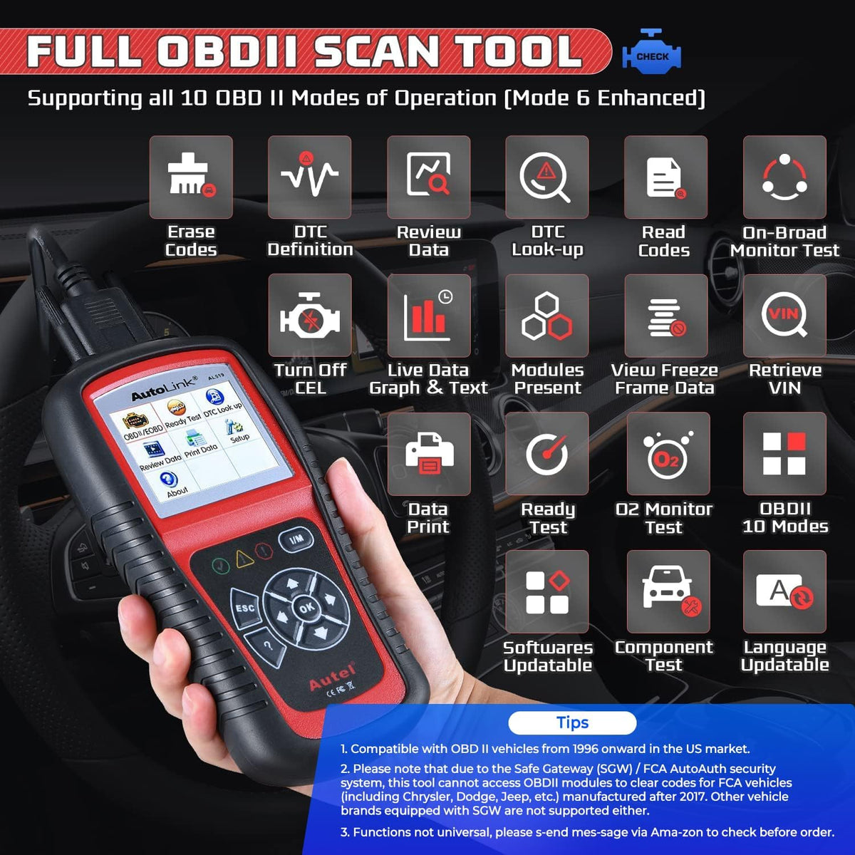 Autel AutoLink AL519 Enhanced Universal OBD2 Scanner Car Diagnostic Tool