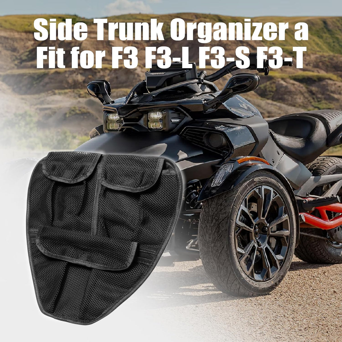 Black Style Removable 3 & 5 Mesh Pockets Front Trunk Organizer Frunk Tool Bag Set For Can Am Spyder F3 F3-S F3-T F3-L 2015+ Accessories