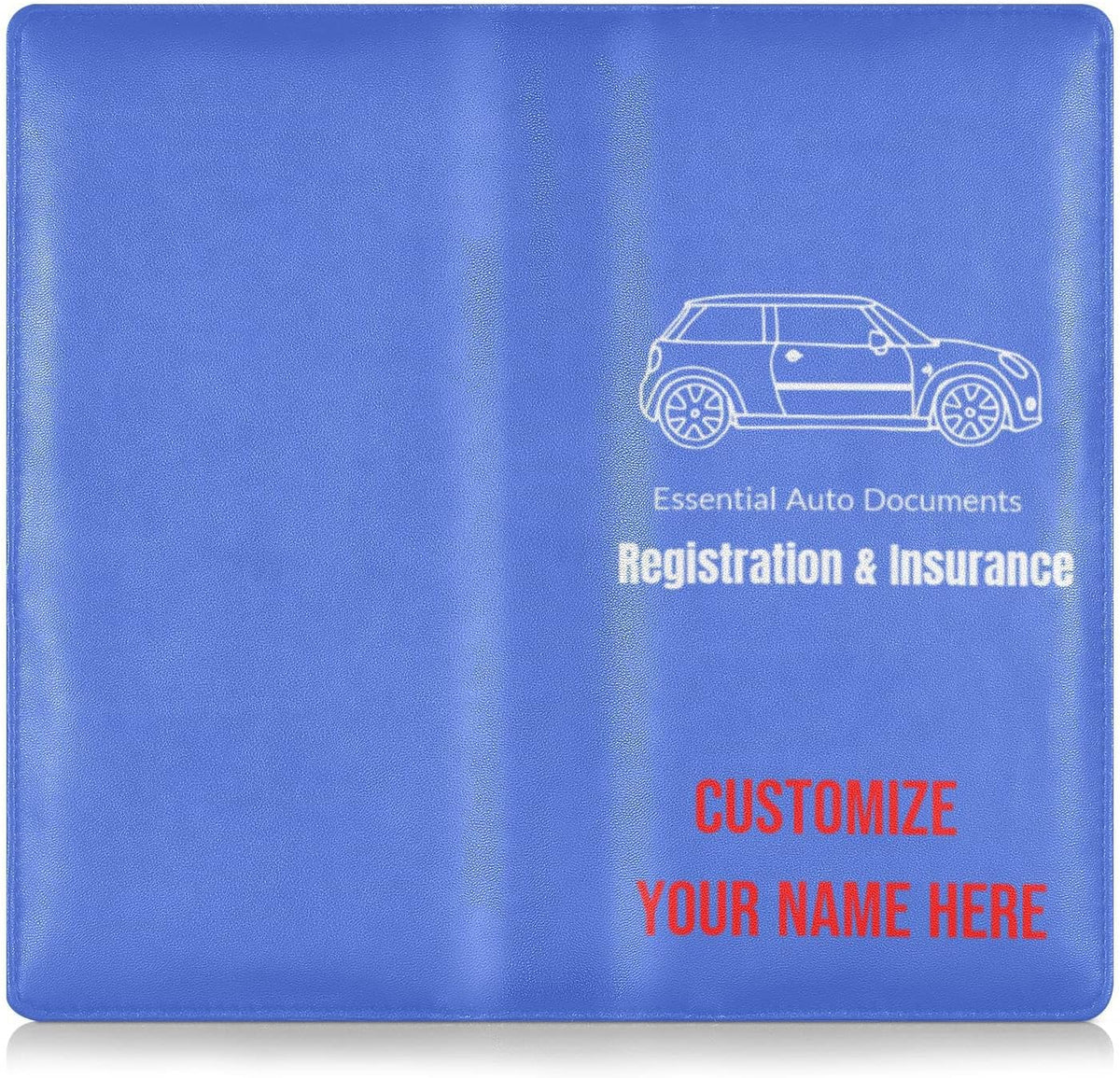 Custom Car Registration and Insurance Card Holder Personalized Leather Glove Box Organize Men Women Wallet Accessories Case for Cards, Essential Document Driver License Royal Blue