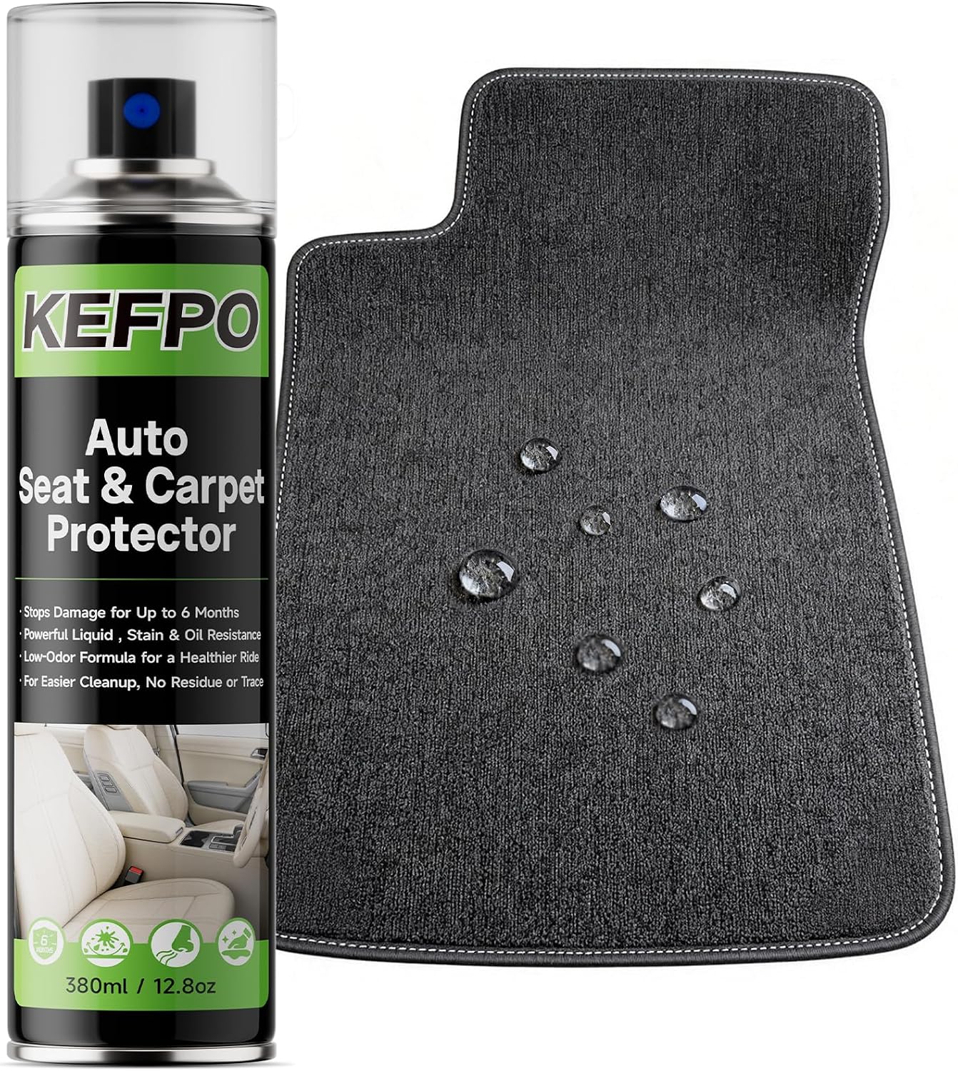 Car Fabric Protector Spray: Waterproof & Stain Repellent for Auto Seat Carpet Upholstery Floor Mats, Interior Shield Protection, 12.8 oz
