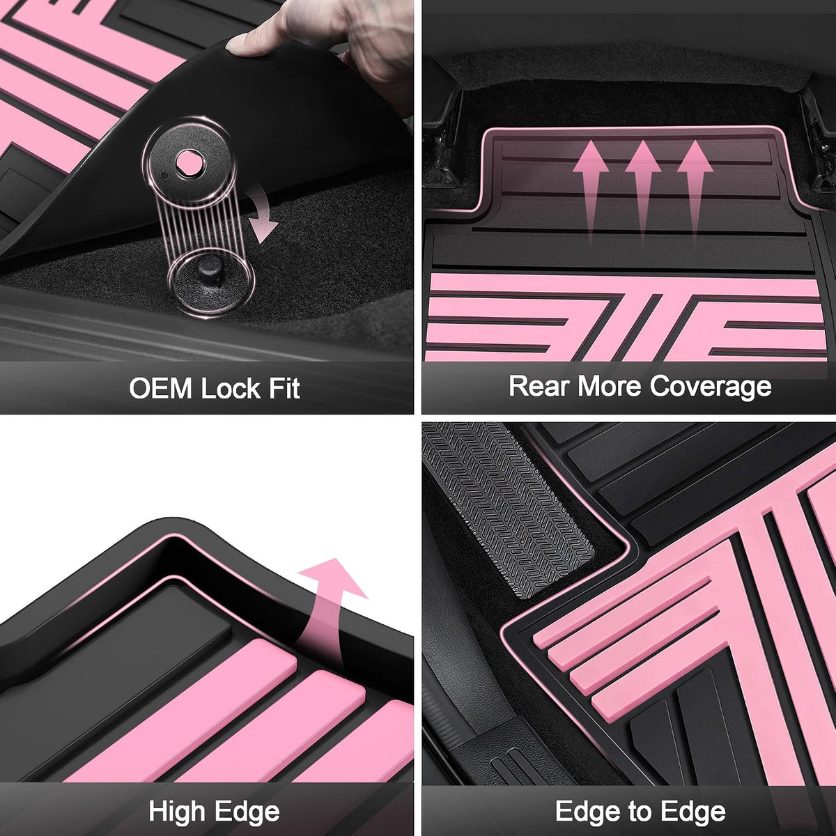 TTX LIGHTING Floor Mats for Chevy Equinox & GMC Terrain 2025-2026, Pink